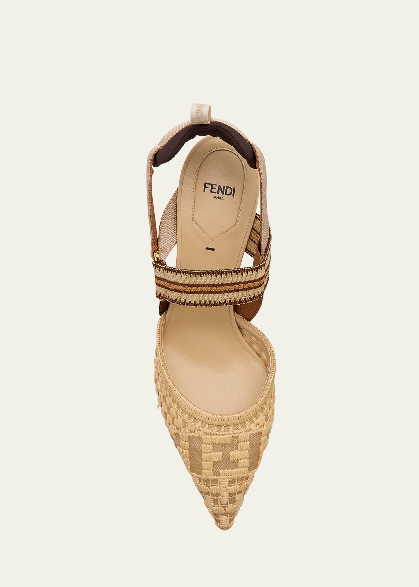 Fendi Colibri Raffia FF Sporty Slingback Pumps - Bergdorf Goodman