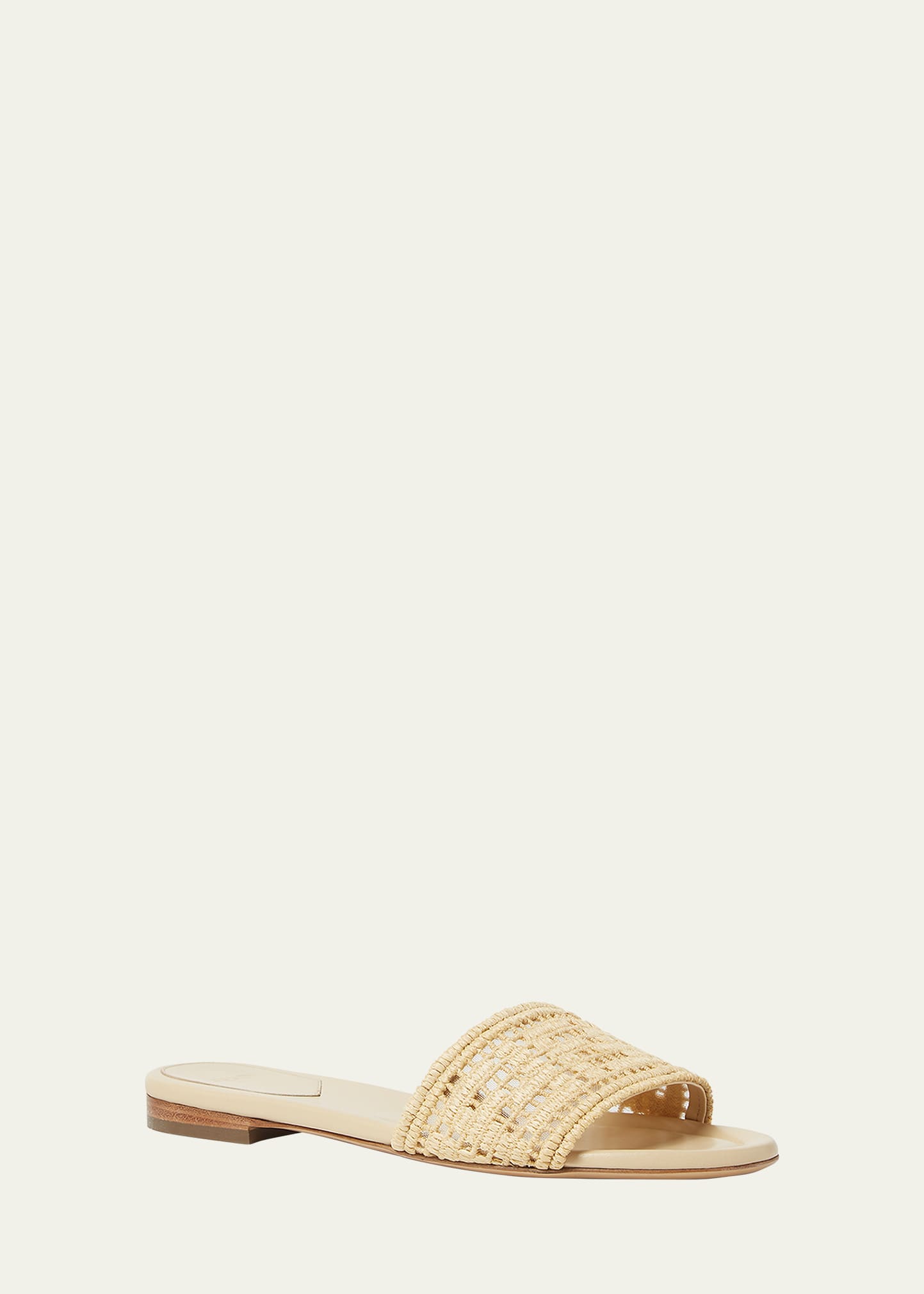 Fendi Sunshine FF Raffia Leather Slide Sandals - Bergdorf Goodman