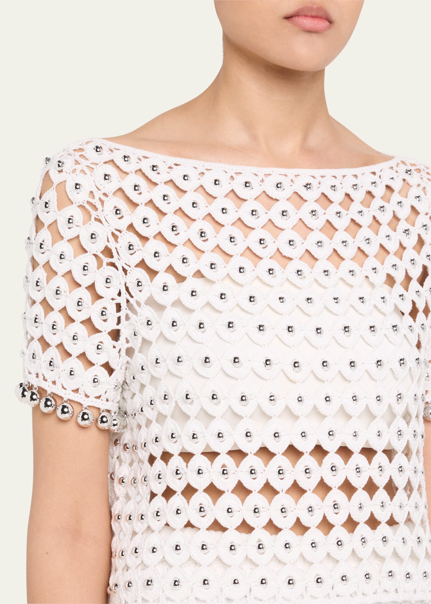 coco boat-neck crochet top