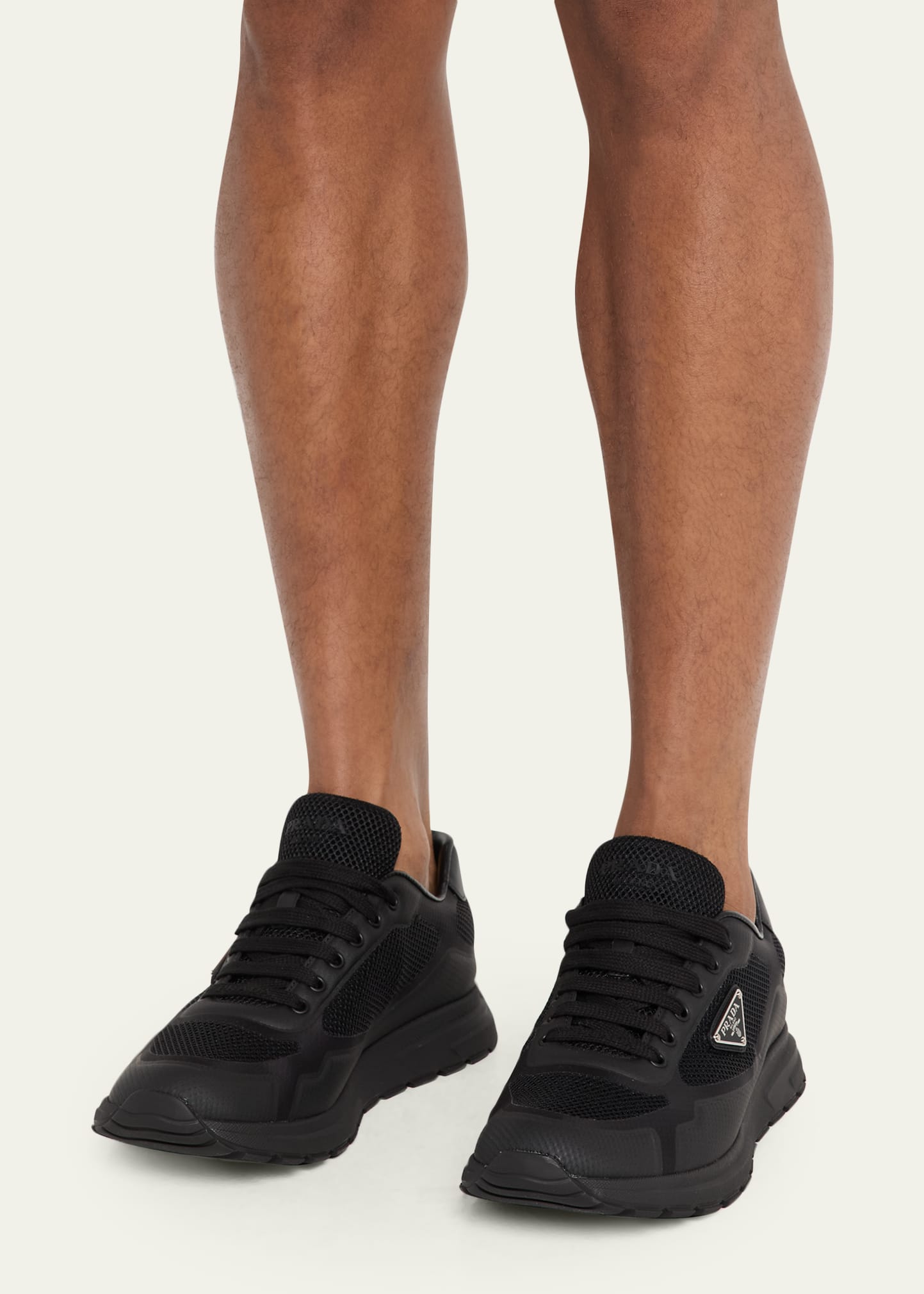 靴 PRADA SPORT Leather Mesh Sneakers PRADA SPORT Leather Mesh Sneakers