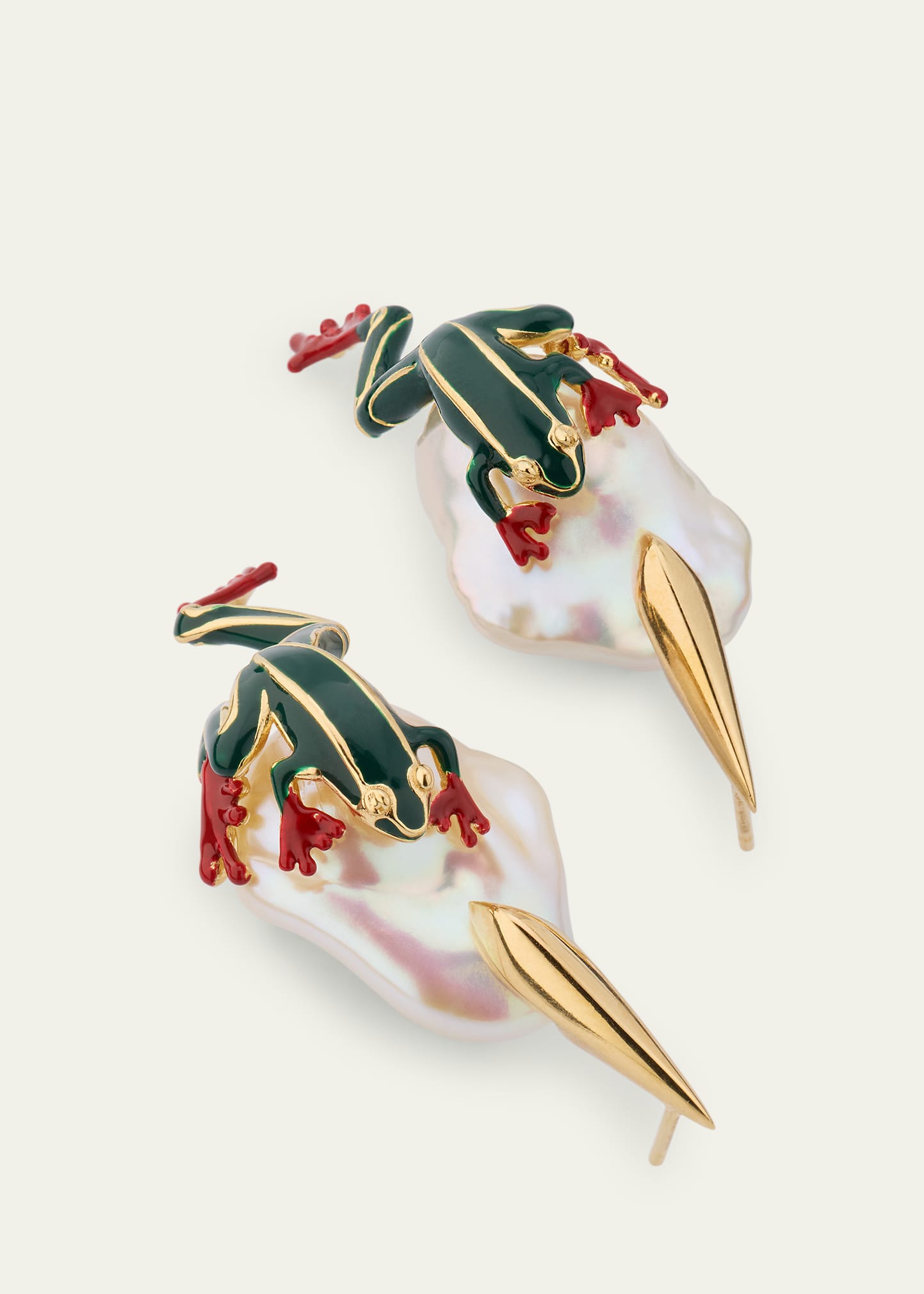 Bottega Veneta Rana Frog Earrings with Freshwater Pearls
