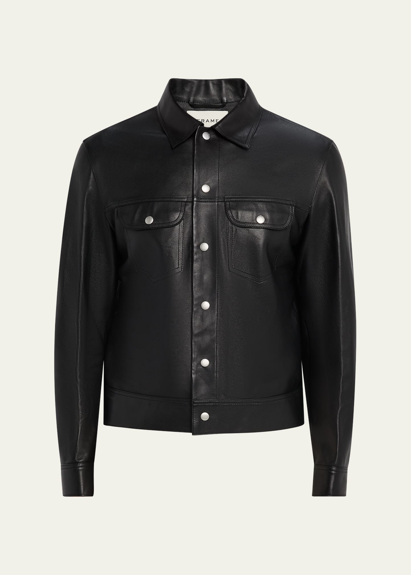 FRAME Men's Leather Trucker Jacket - Bergdorf Goodman
