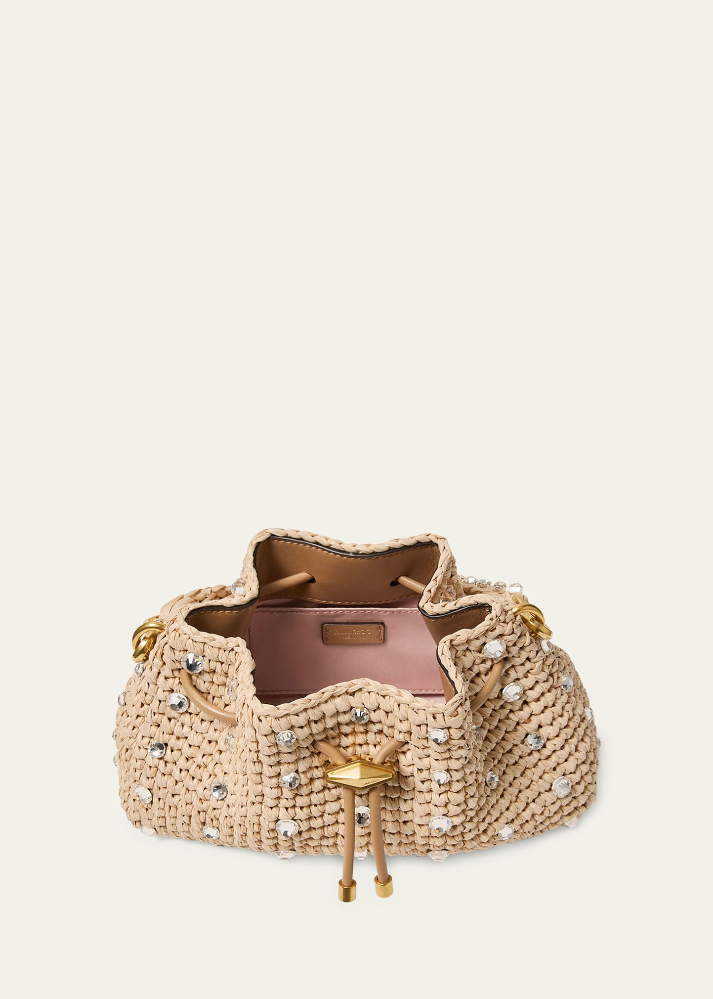 Jimmy Choo Cinch Small Crystal-Embellished Raffia Drawstring Top