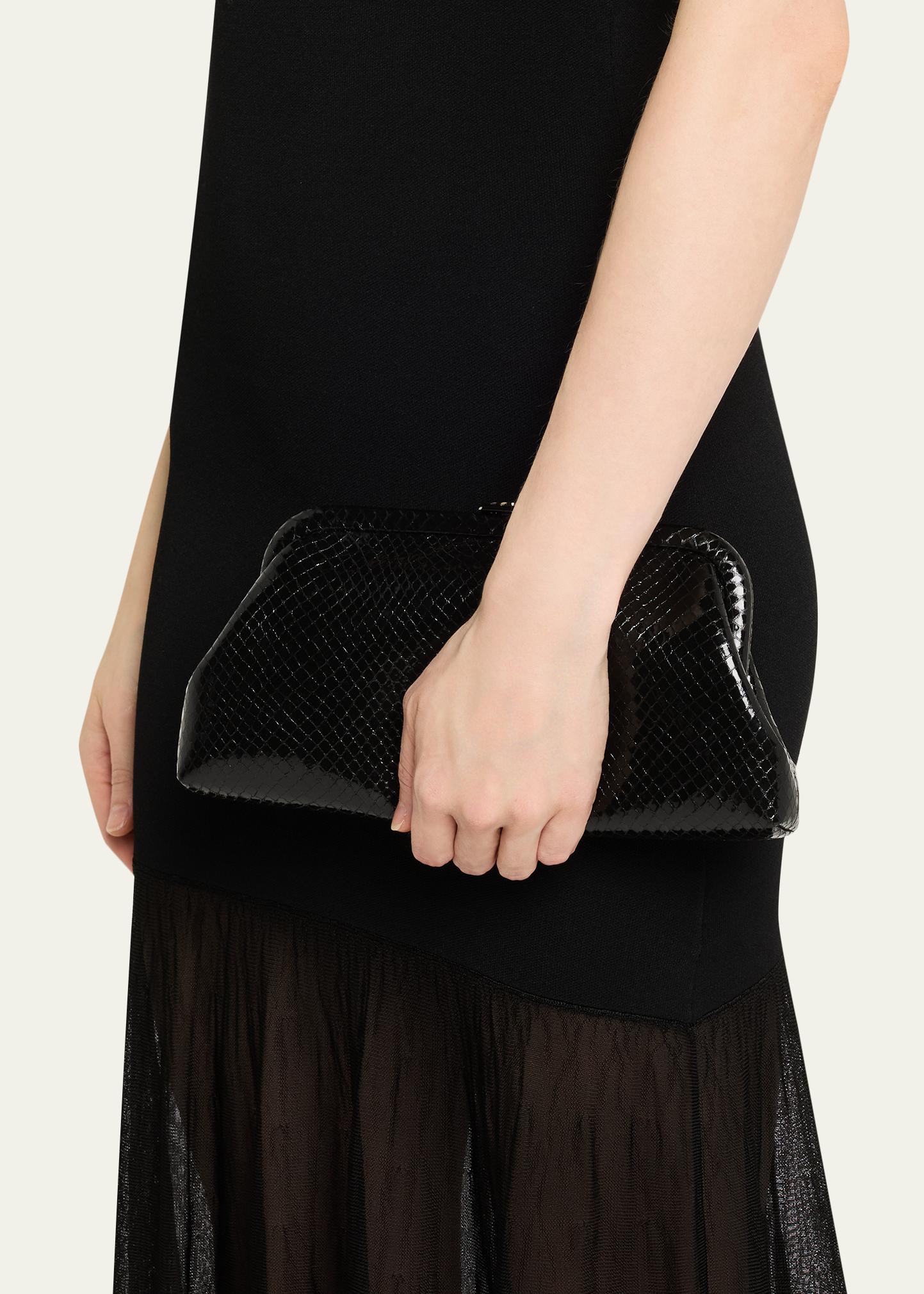 Jimmy Choo Skylar Snake-Print Leather Clutch Bag with JC Clasp