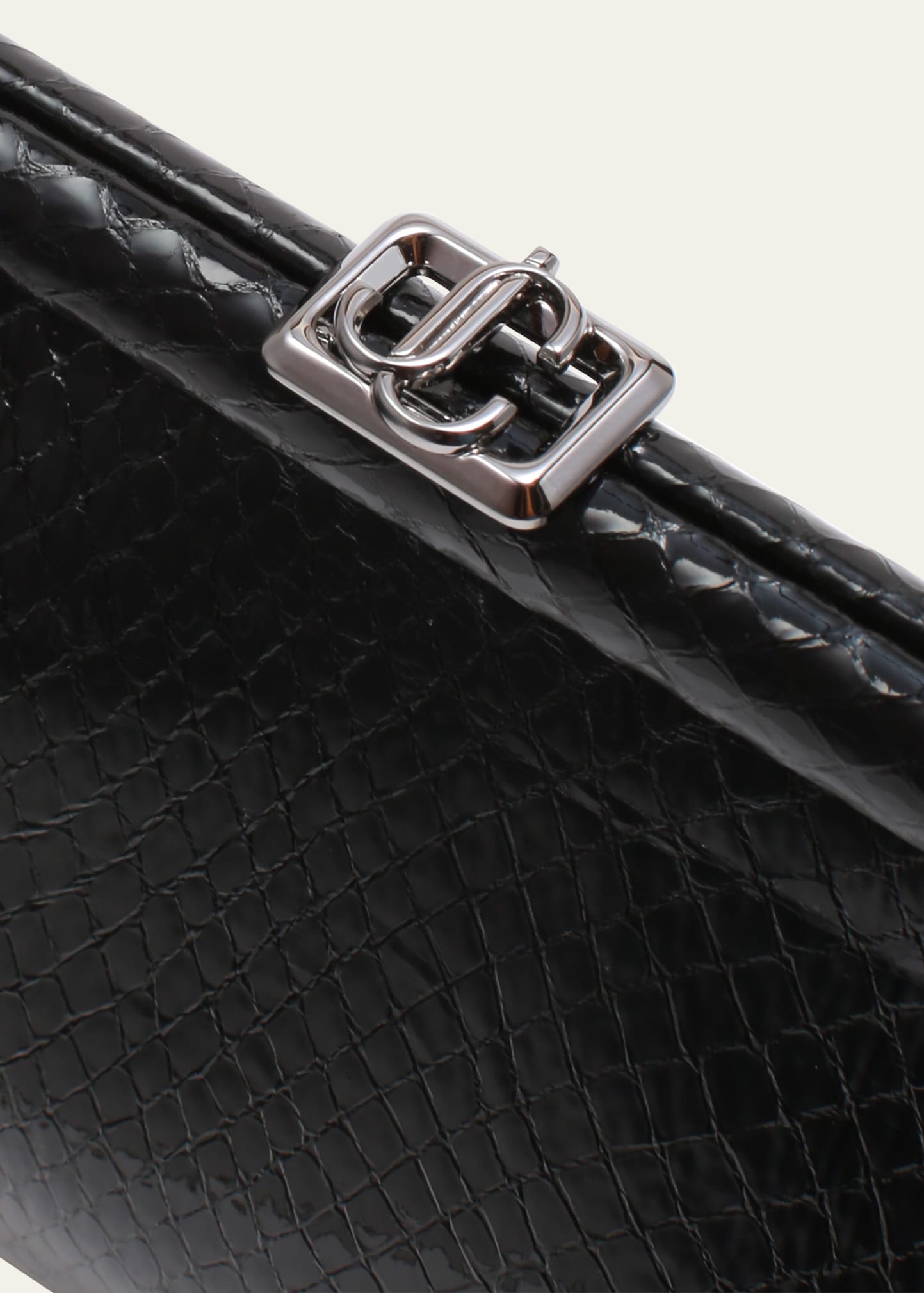 Jimmy Choo Skylar Snake-Print Leather Clutch Bag with JC