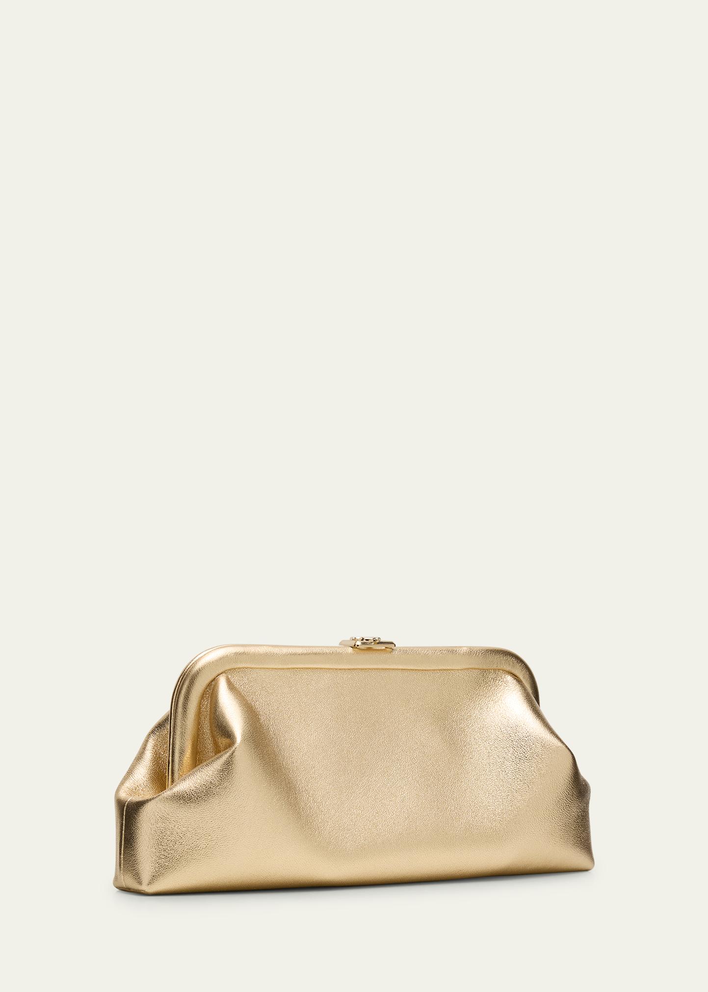 Jimmy Choo Skylar Frame Metallic Leather Clutch Bag - Bergdorf Goodman
