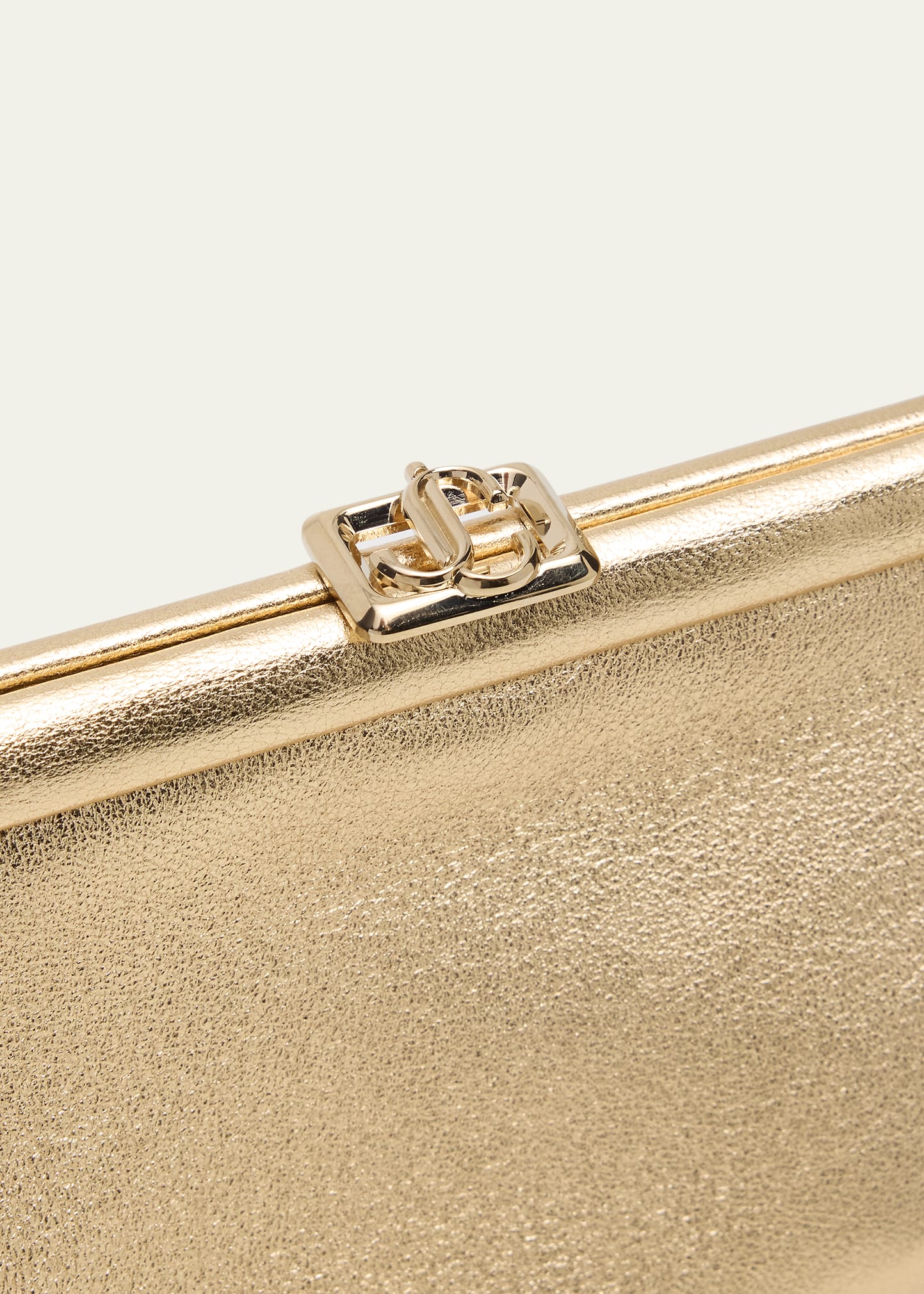 Jimmy Choo Skylar Frame Metallic Leather Clutch Bag