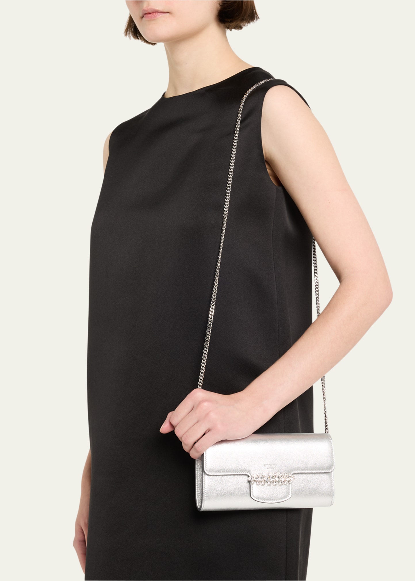 Jimmy Choo Bing Crystal Metallic Leather Wallet - Bergdorf Goodman