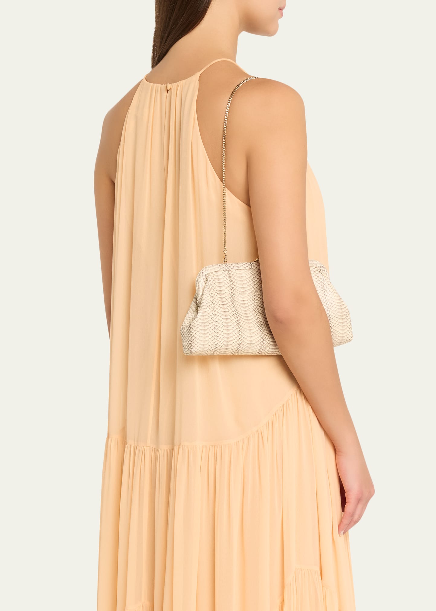 Jimmy Choo Skylar Snake-Print Leather Clutch Bag with JC Clasp