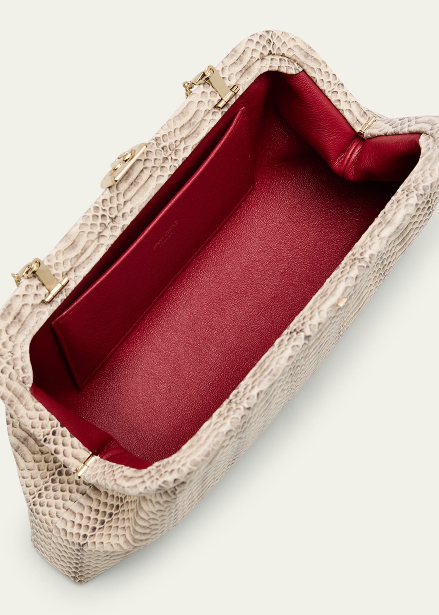 Jimmy Choo Skylar Snake-Print Leather Clutch Bag with JC Clasp