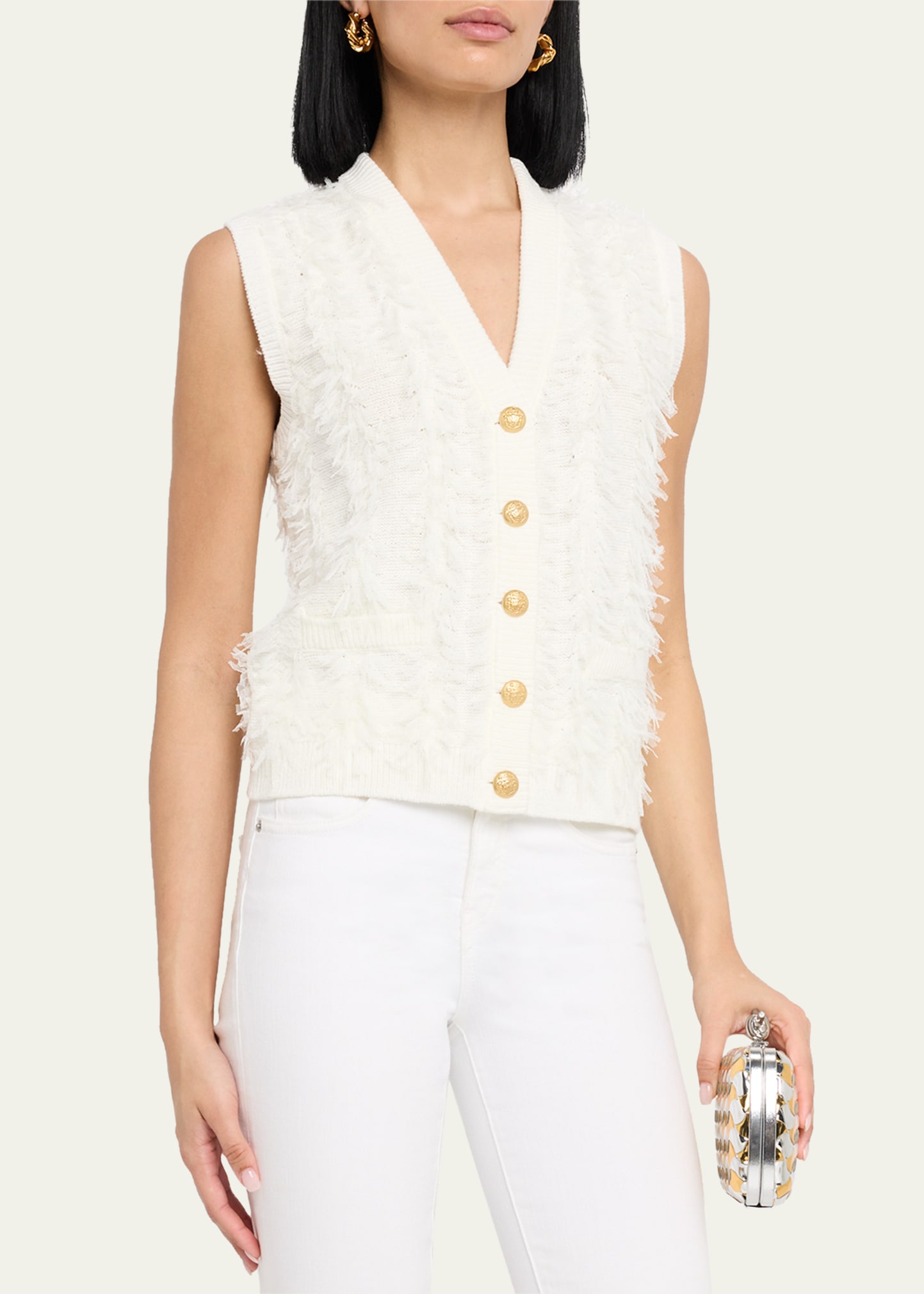 Kobi Halperin Sterling Fringe Knit Sweater Vest - Bergdorf Goodman