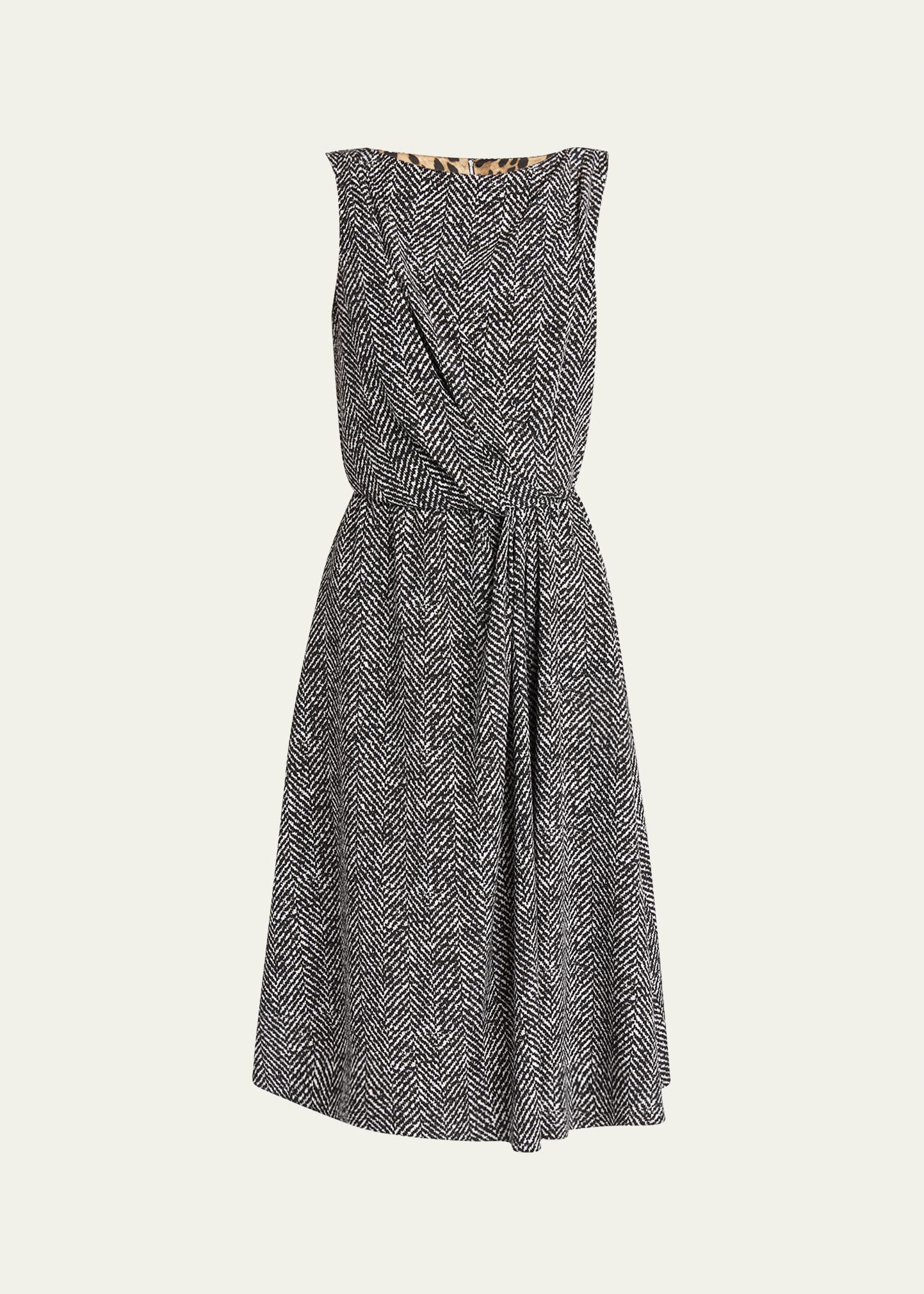 Dolce & Gabbana Draped Chevron Crepe Midi Dress