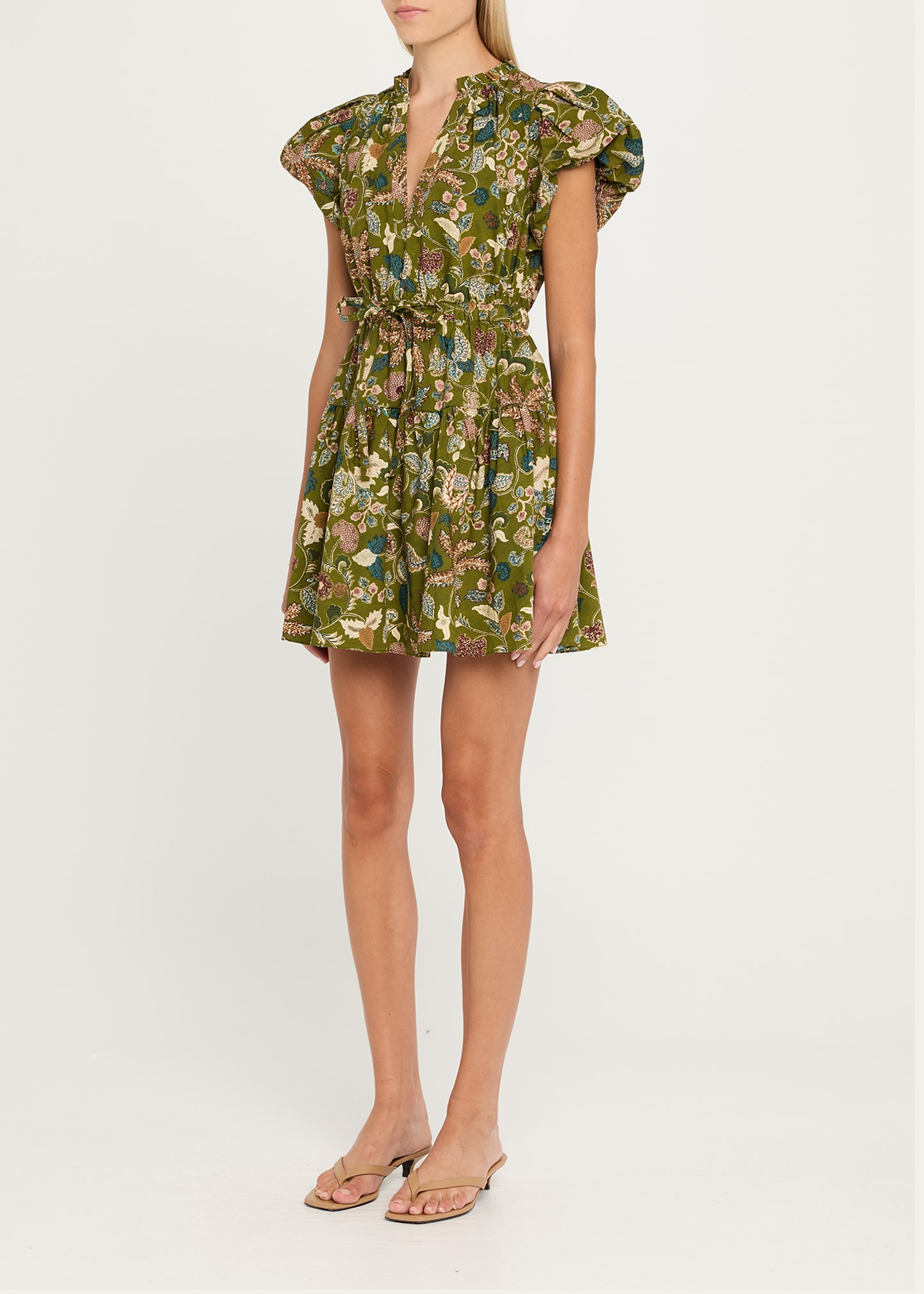Ulla Johnson Izel Paisley-Print Cotton Puff-Sleeve Tie-Waist