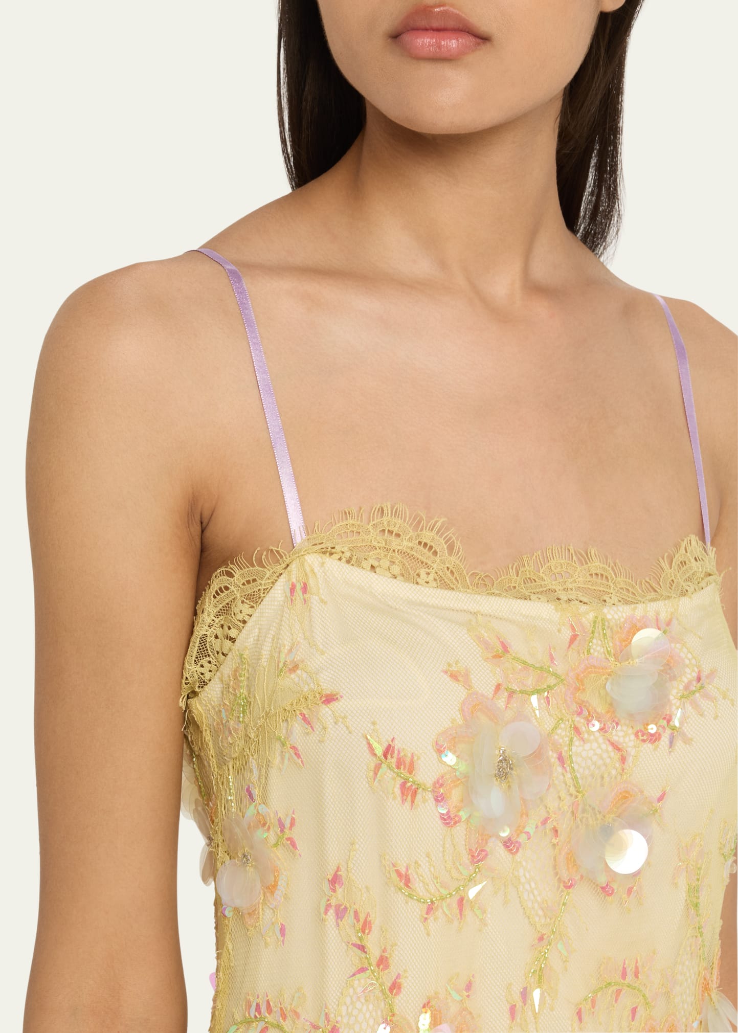 LoveShackFancy Emalia Sequined Lace-Trim Midi Dress - Bergdorf Goodman