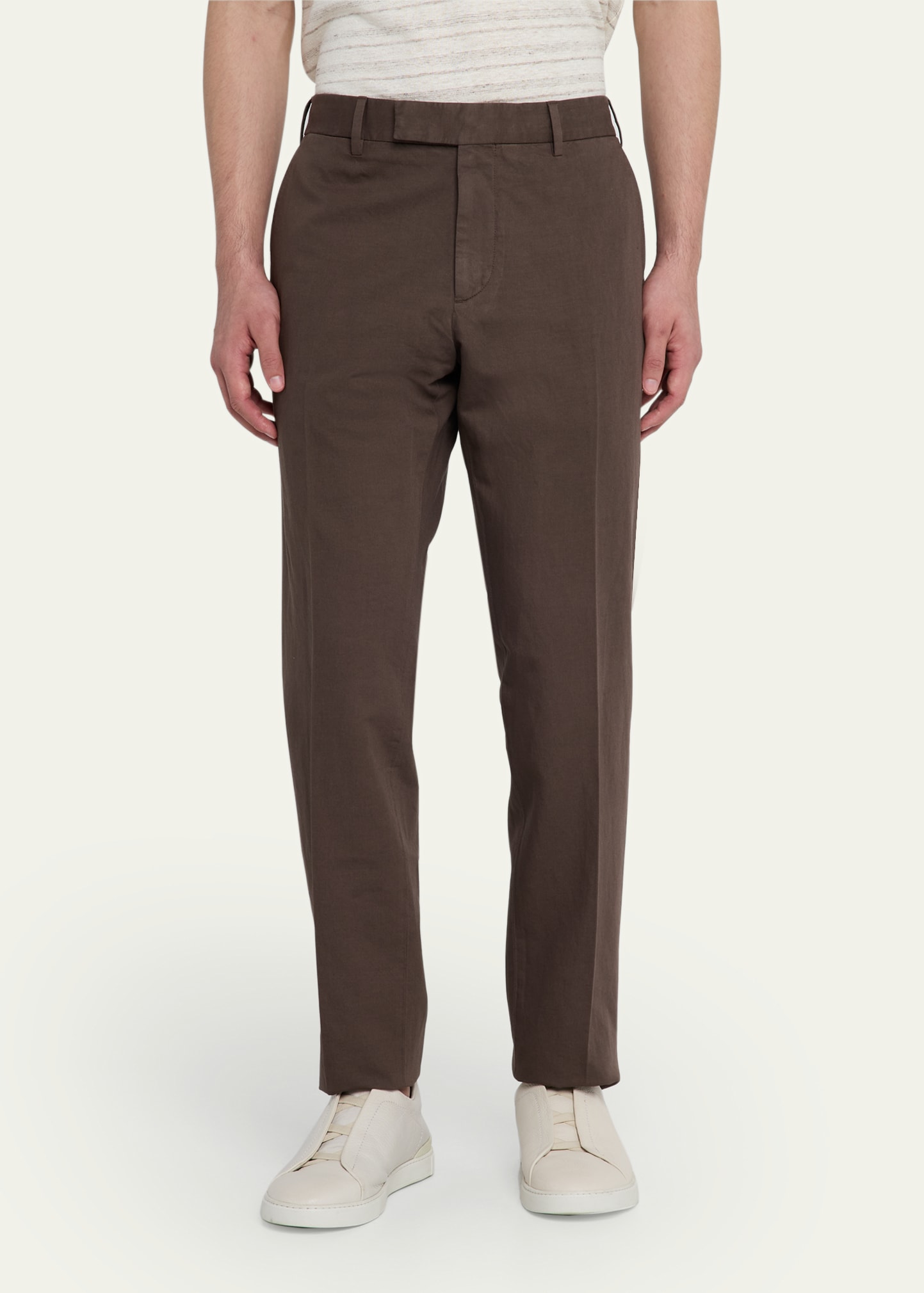 【MODERNIF】Mir Cotton Banding Chino Pants Plaid&Plain Men's Slim Fit Khaki Pants Stretch Cropped Chino
