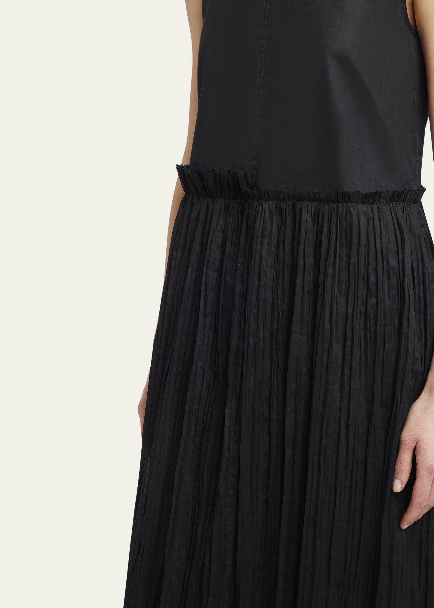 ワンピース JIL SANDER Pleated skirt dress Black  J02CT0101J45014 JIL SANDER layered dress with pleated skirt Black Jil Sander