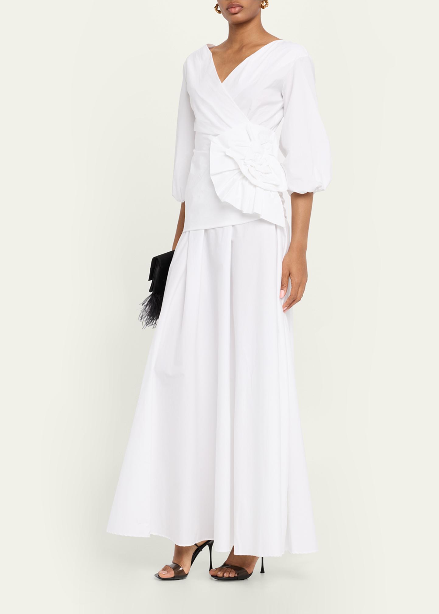 Chiara Boni La Petite Robe Flower-Embellished Stretch Cotton Maxi