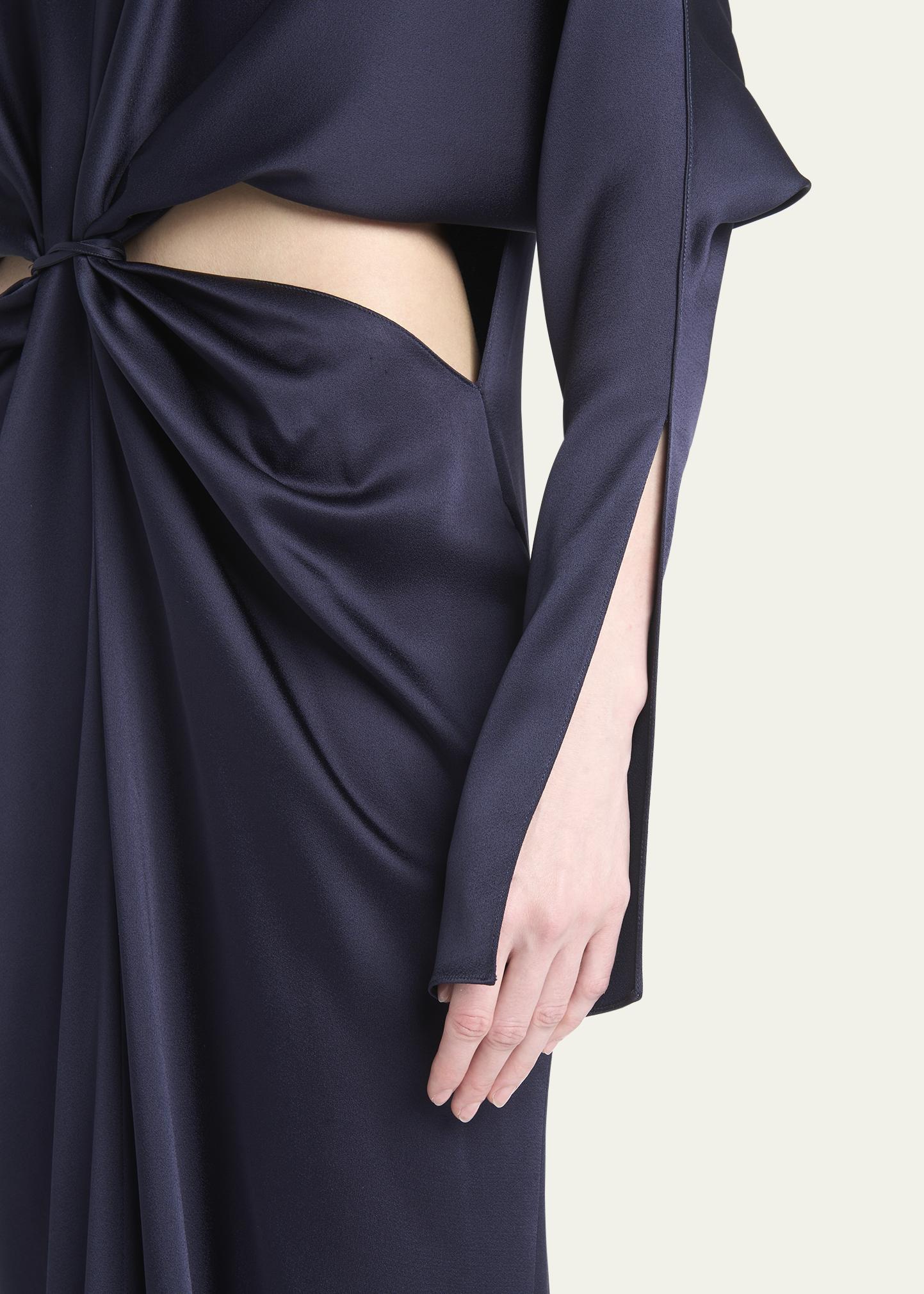 Stella McCartney Twist-Front Satin Cutout Gown - Bergdorf Goodman