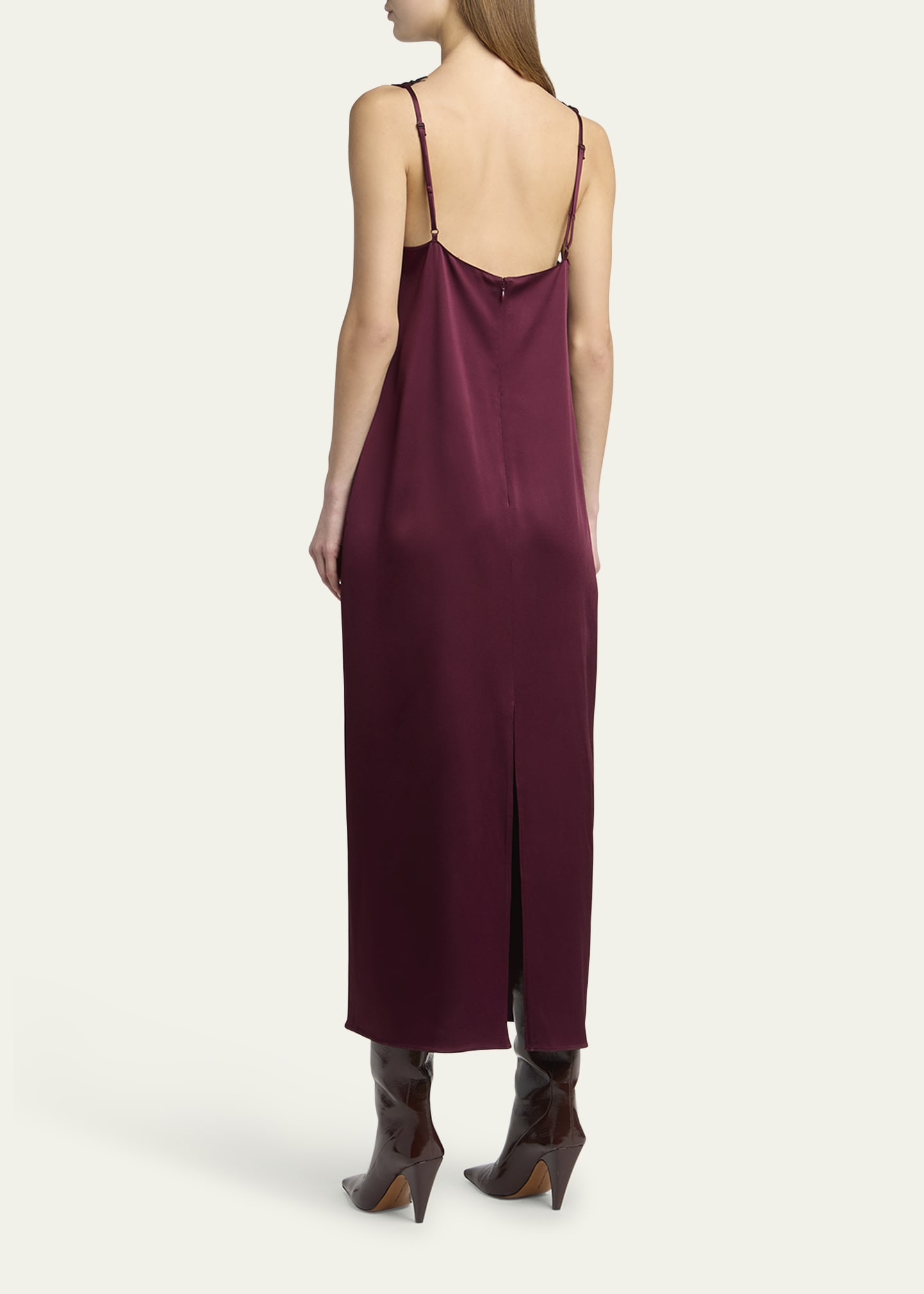 lace panel slip dress by stella mccartney Lace-trimmed satin slip dress in white - Stella Mc Cartney