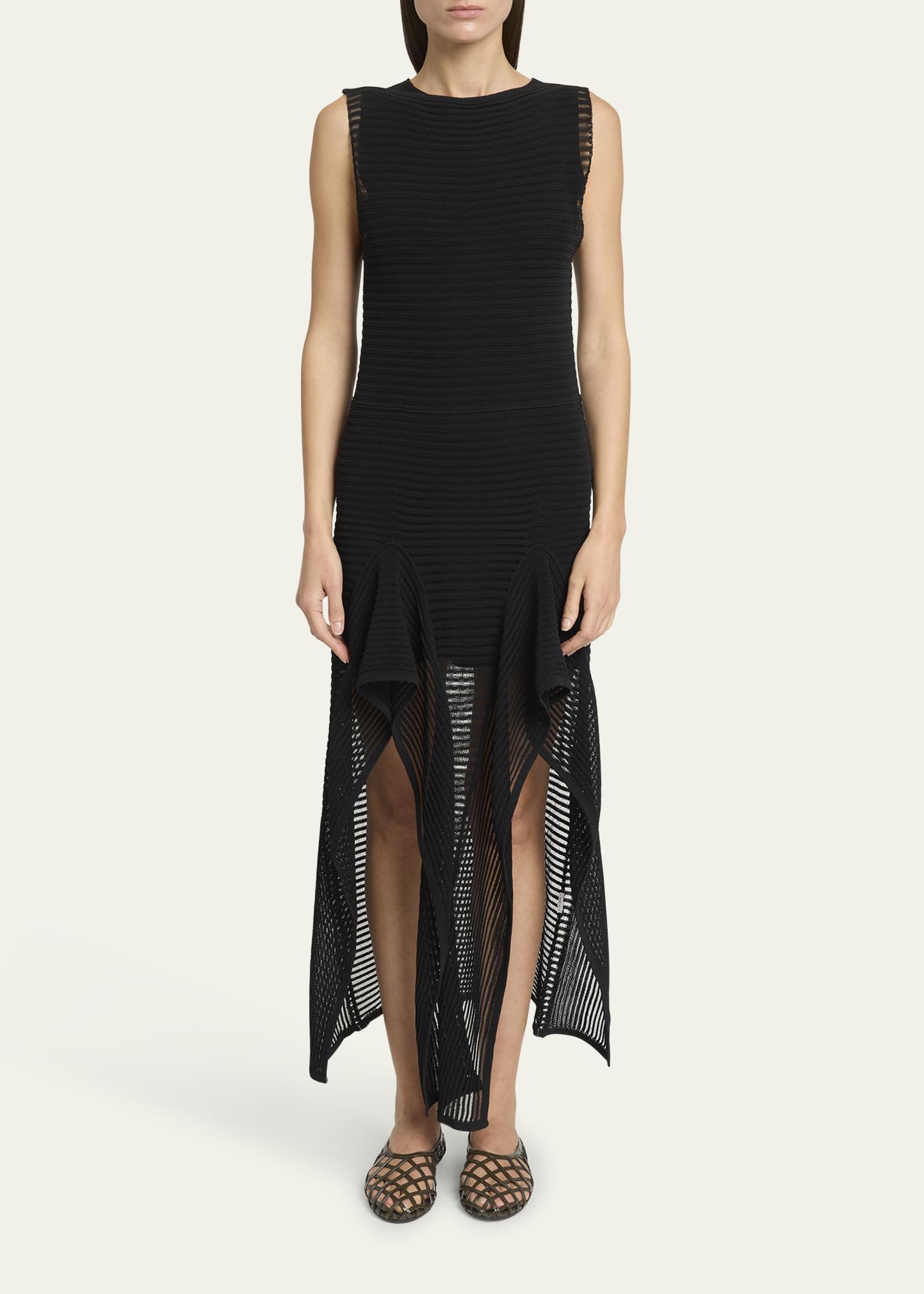 priscilla ladder knit mini dress ALAÏA Sleeveless Ruffle-Slits Midi Green knit