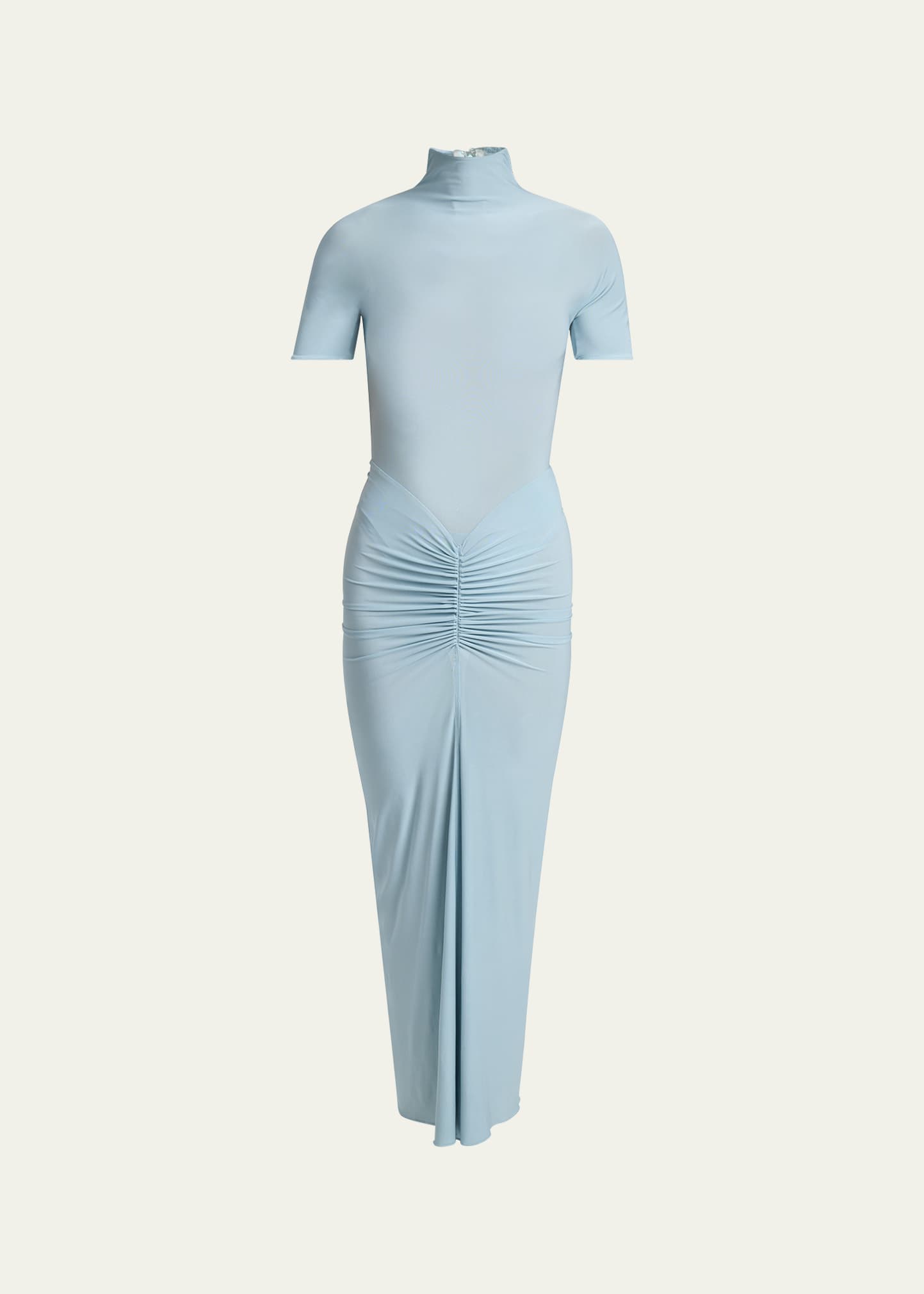 ALAIA Mock Neck Draped Midi Dress - Bergdorf Goodman