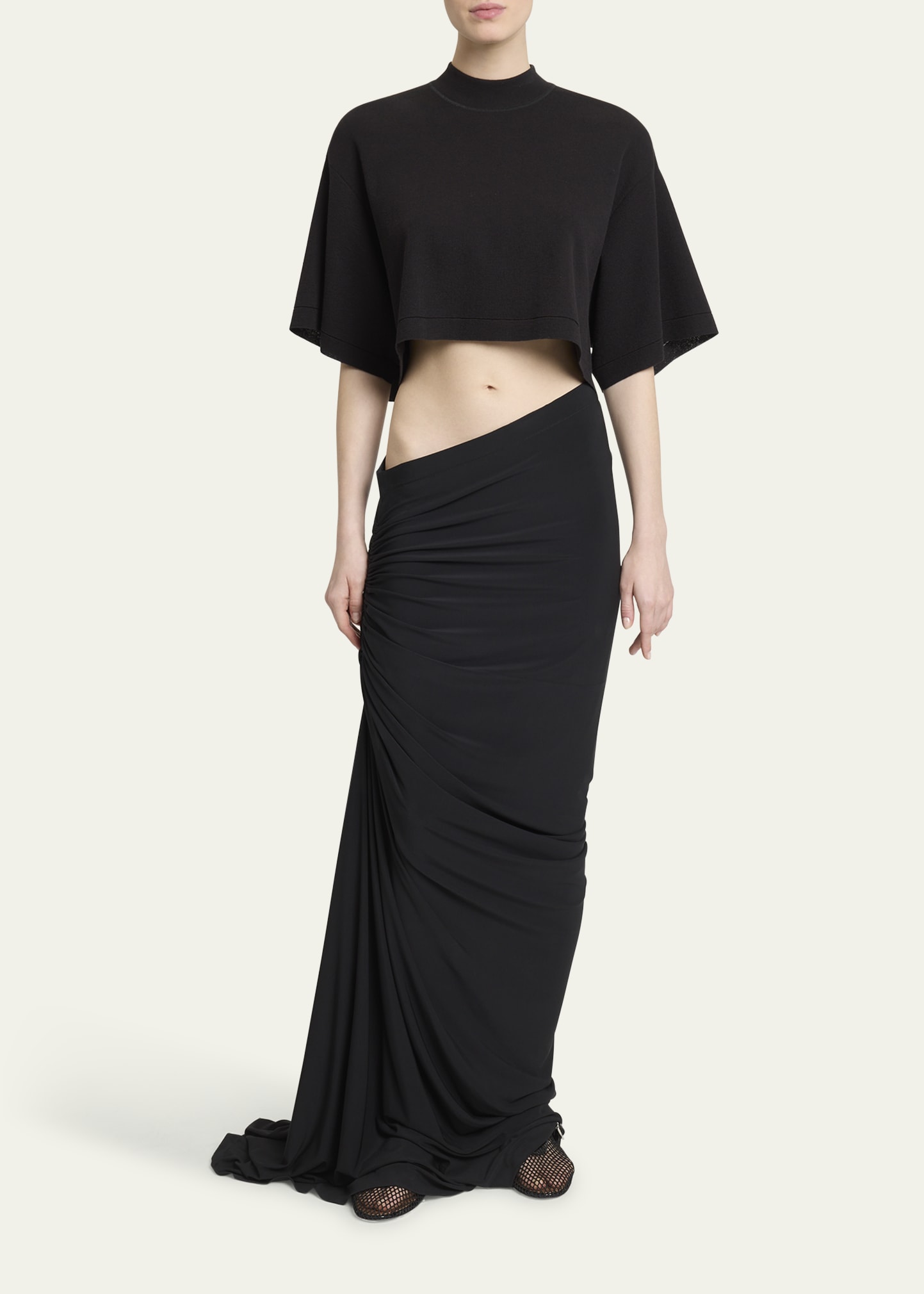 スカート ALAIA DRAPED LONG SKIRT ALAIA Ruched Long Skirt - Bergdorf Goodman