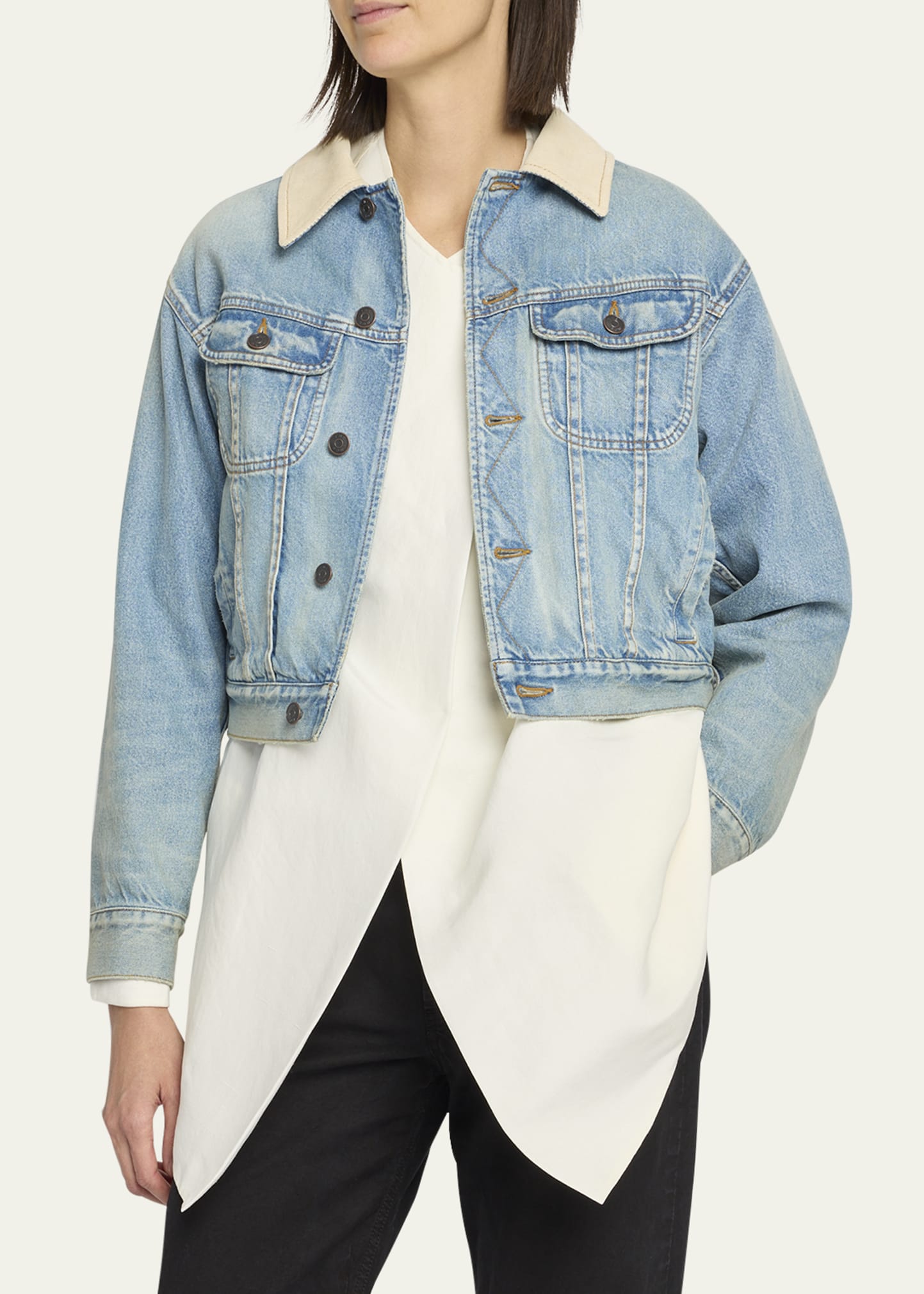 【ザ・ロウ】 Jackets - Denim Jackets ジャケット THE ROW Joras twill-trimmed denim jacket | NET-A-PORTER