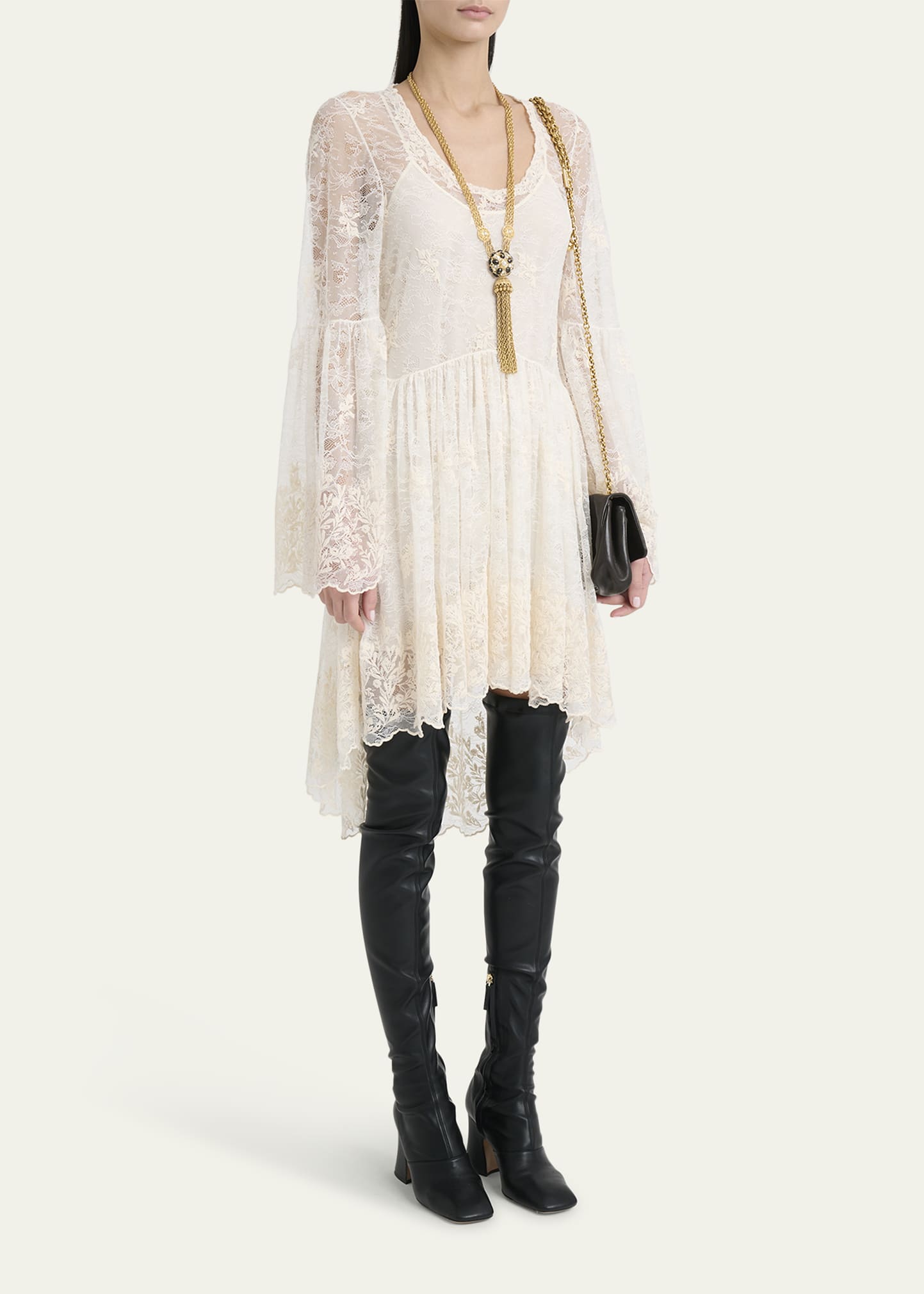 Chlo Lace U-Neck Mini Dress - Iconic Milk