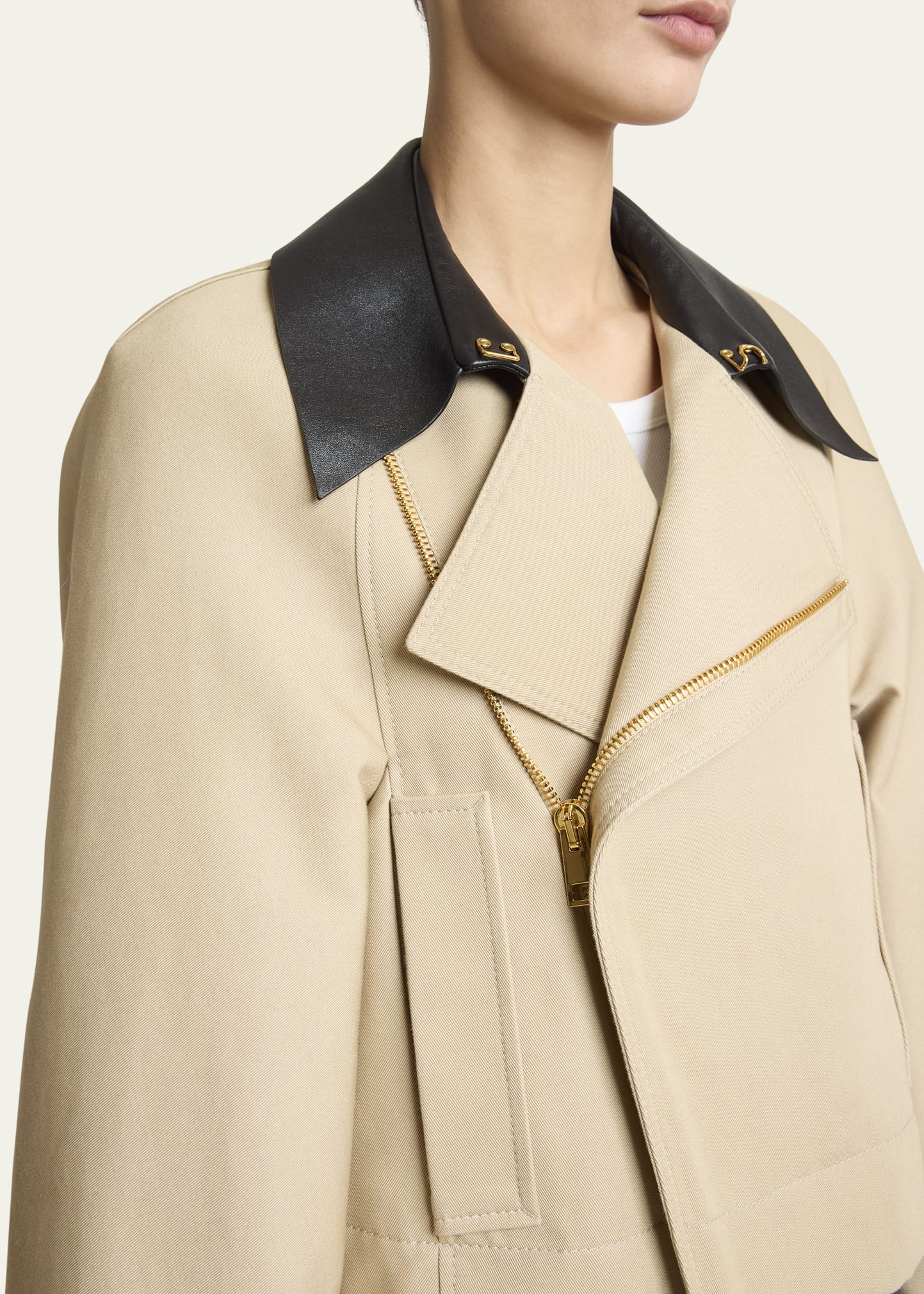 Givenchy Leather Collar Zip Cocoon Jacket - Bergdorf Goodman