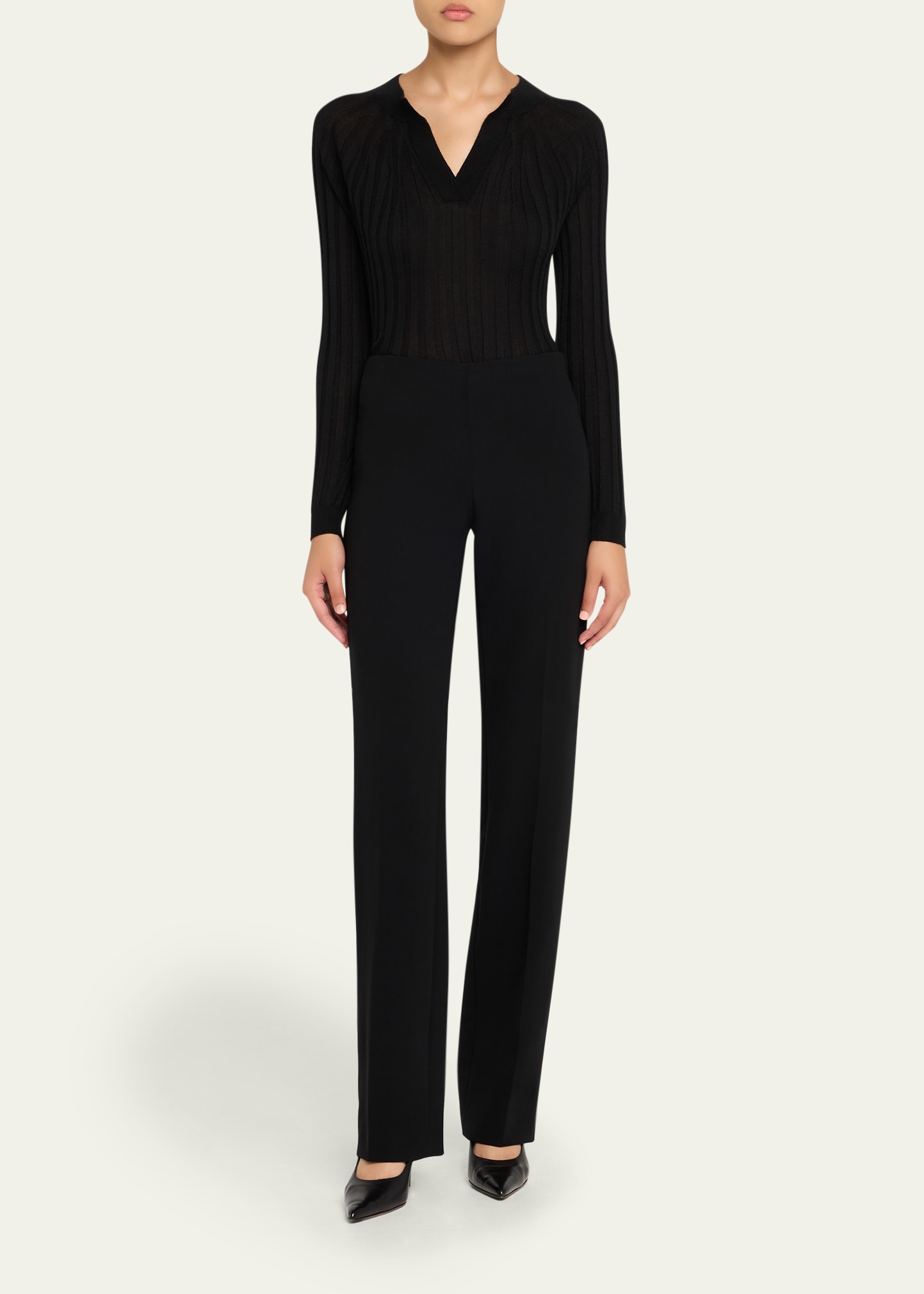 Giorgio Armani Cashmere-Silk Rib Knit Sweater - Bergdorf Goodman