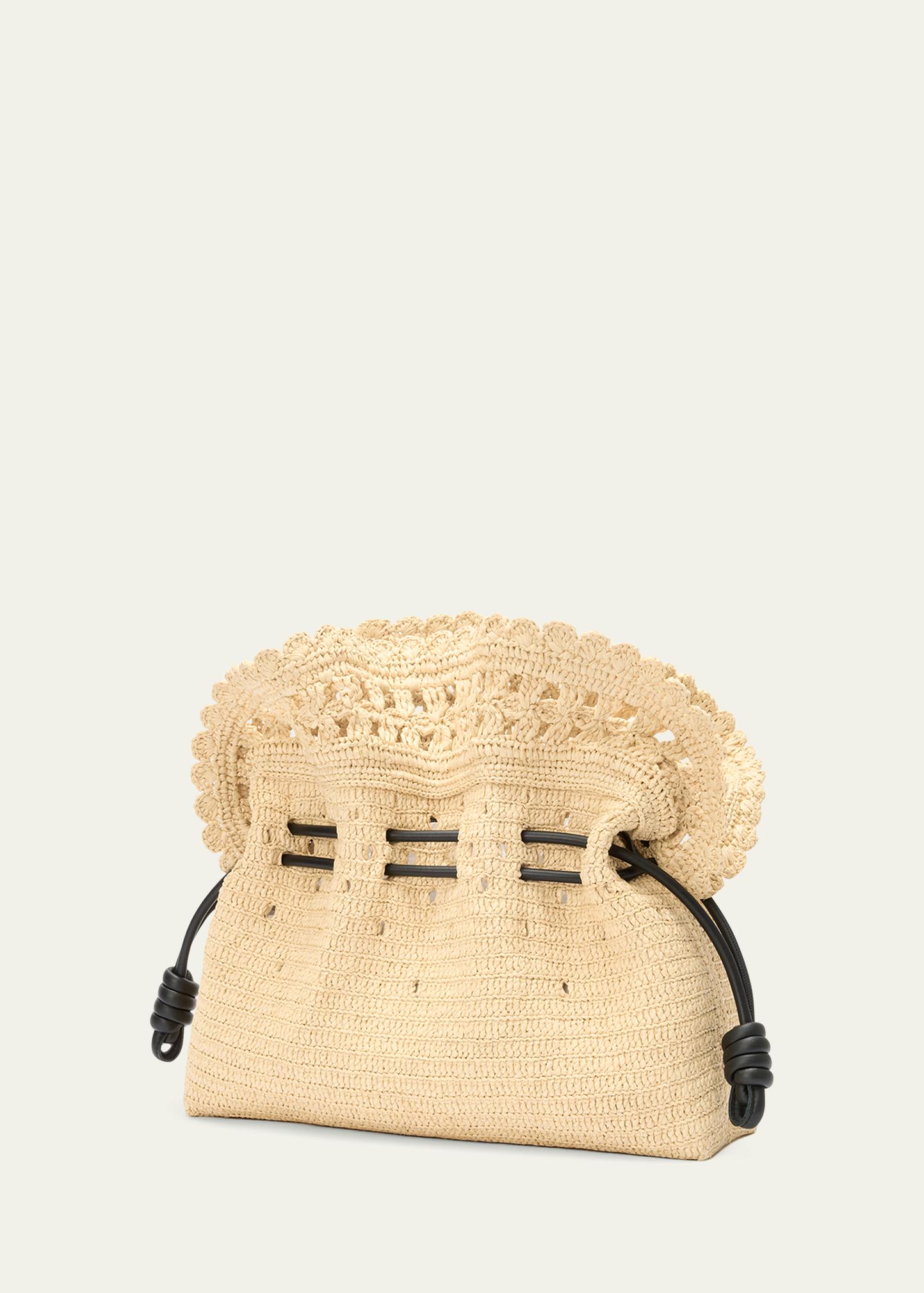LOEWE x Paula's Ibiza Flamenco Medium Ruffled Clutch Bag in Raffia