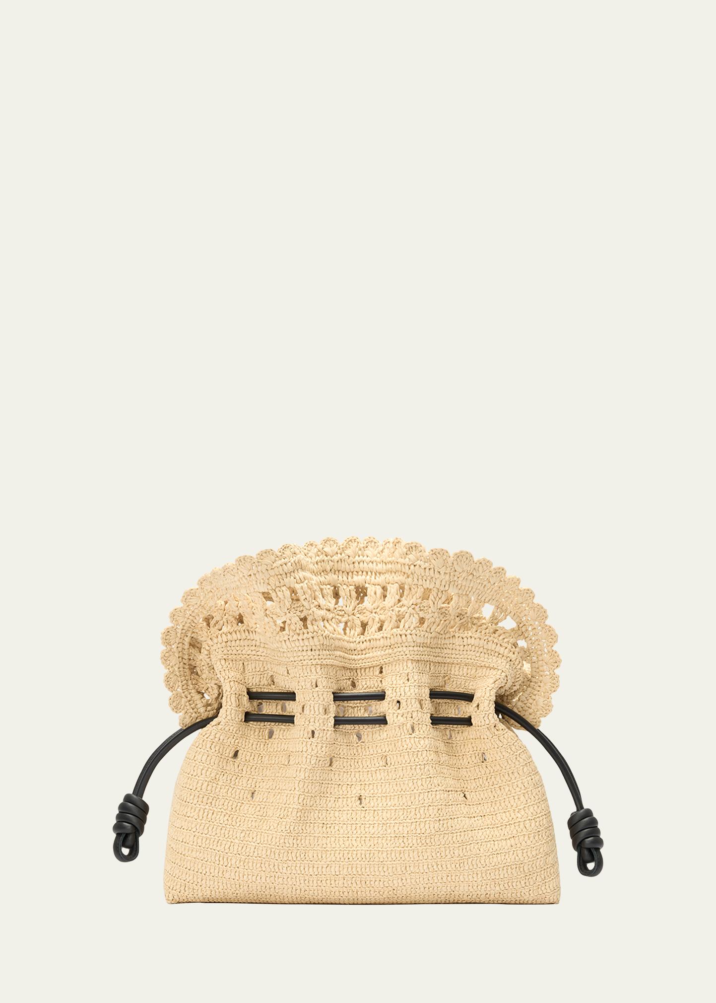 LOEWE x Paula's Ibiza Flamenco Medium Ruffled Clutch Bag in Raffia