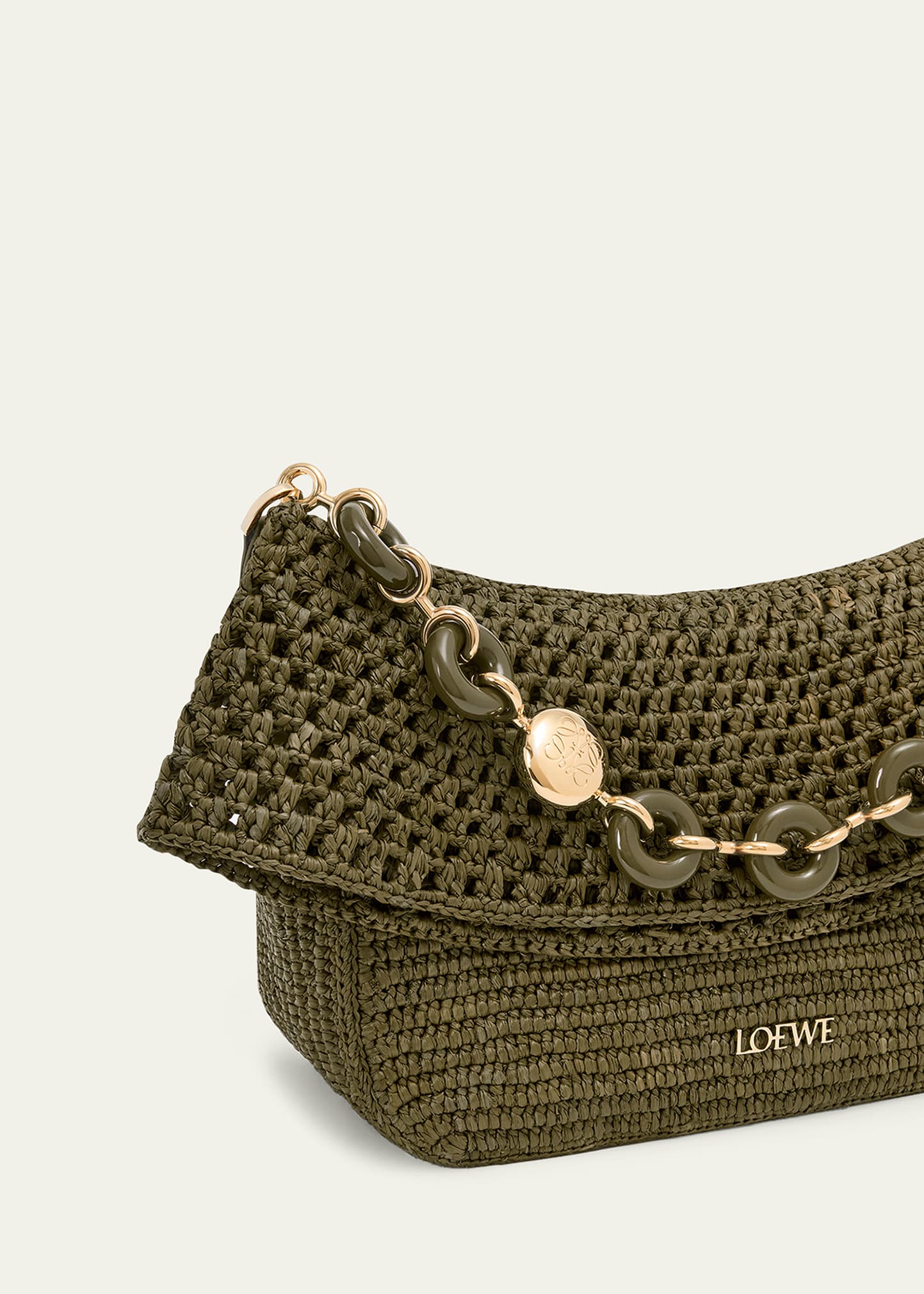 Loewe x Paula's Ibiza Ola Small Shoulder Bag in Raffia and Leather