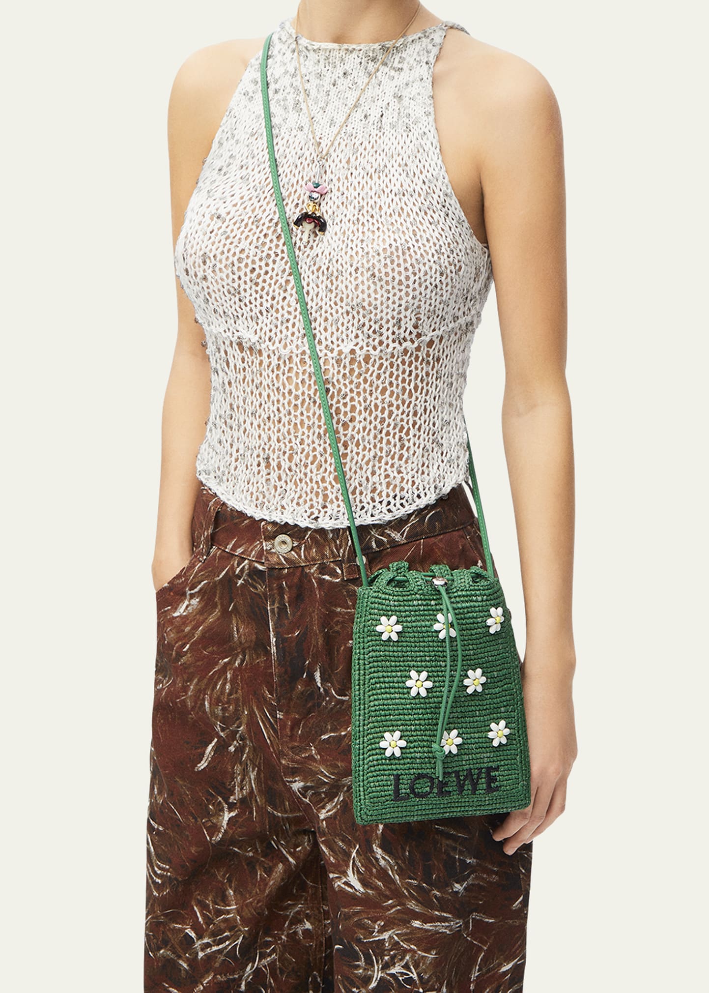 Loewe x Paula's Ibiza Drawstring Pocket Flower Crossbody Bag in
