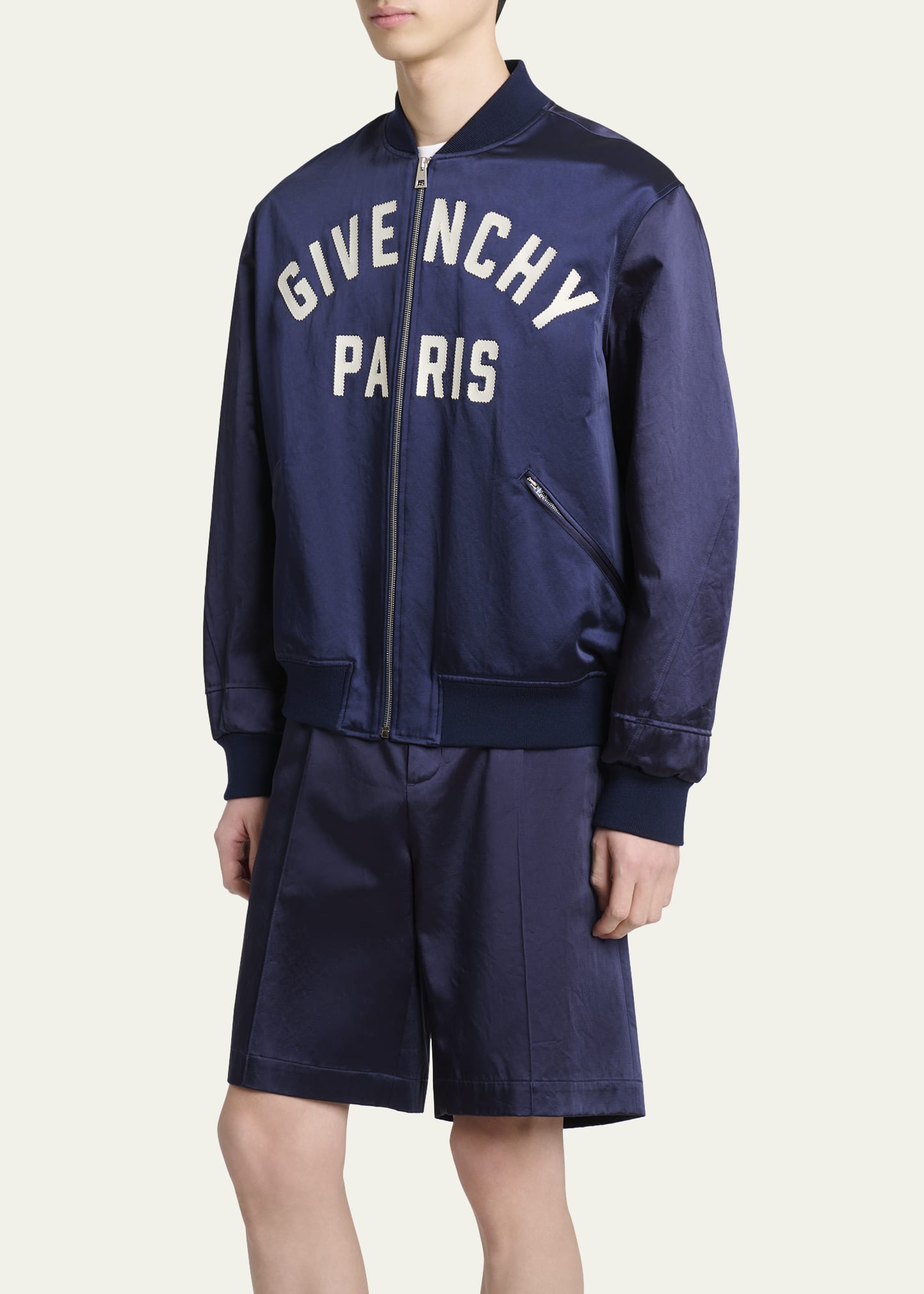Givenchy Men's Satin Logo Bomber Jacket - Bergdorf Goodman