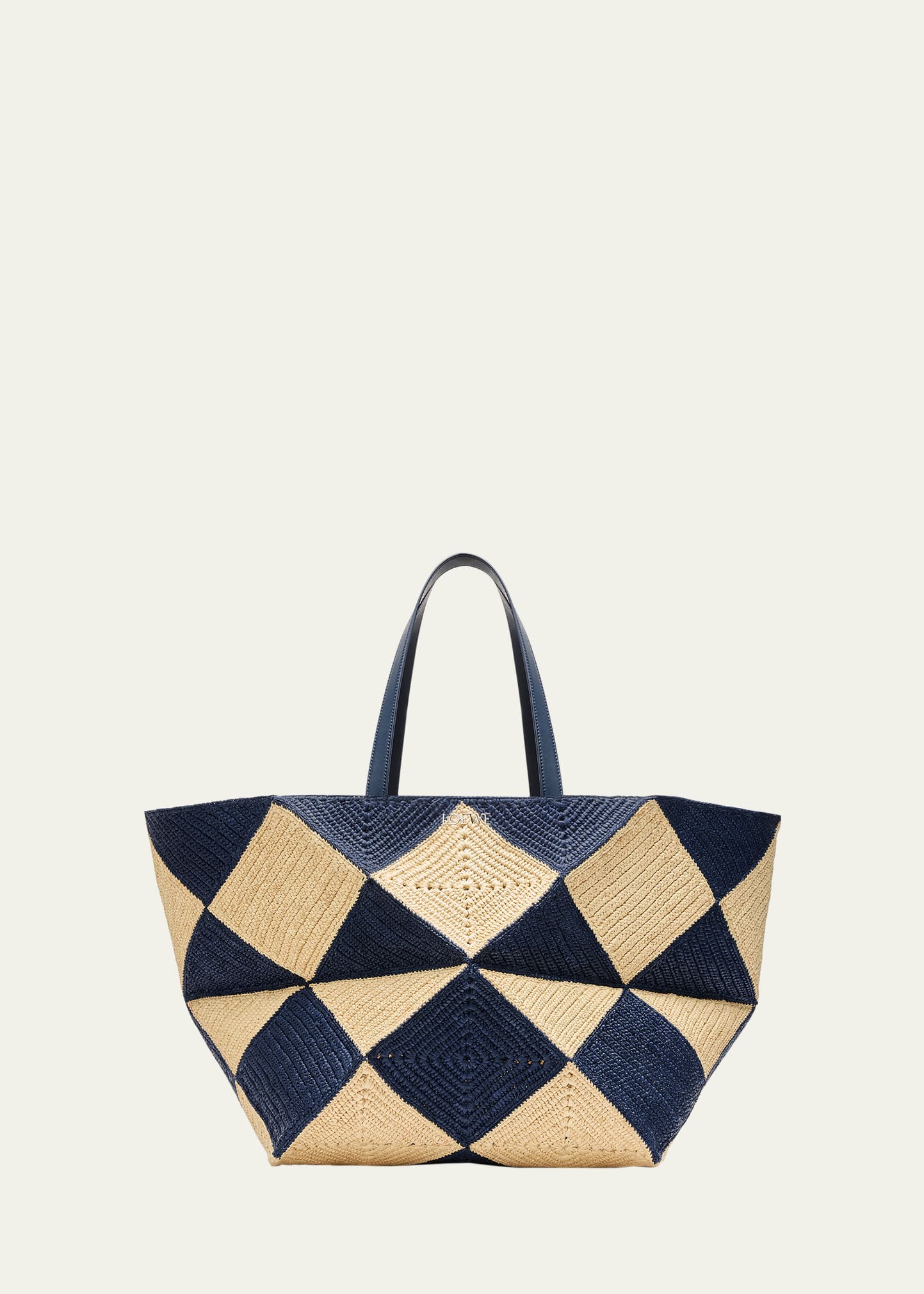 トートバッグ LOEWE A779G50X37 PUZZLE FOLD TOTE M IN RAFFIA Medium Puzzle Fold tote in raffia Beige - LOEWE