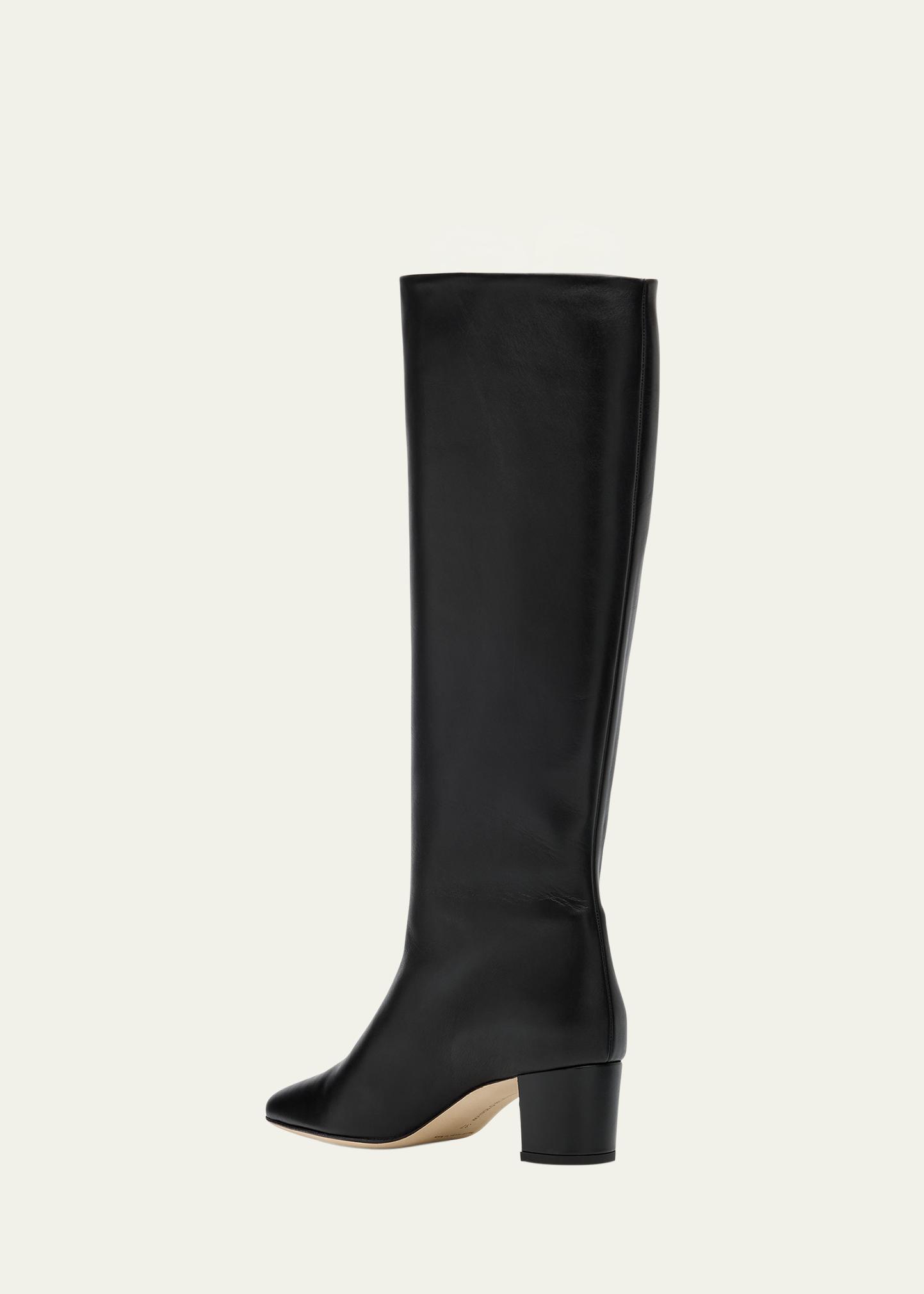 Manolo Blahnik Myra Leather Kitten Heel Boots - Bergdorf Goodman