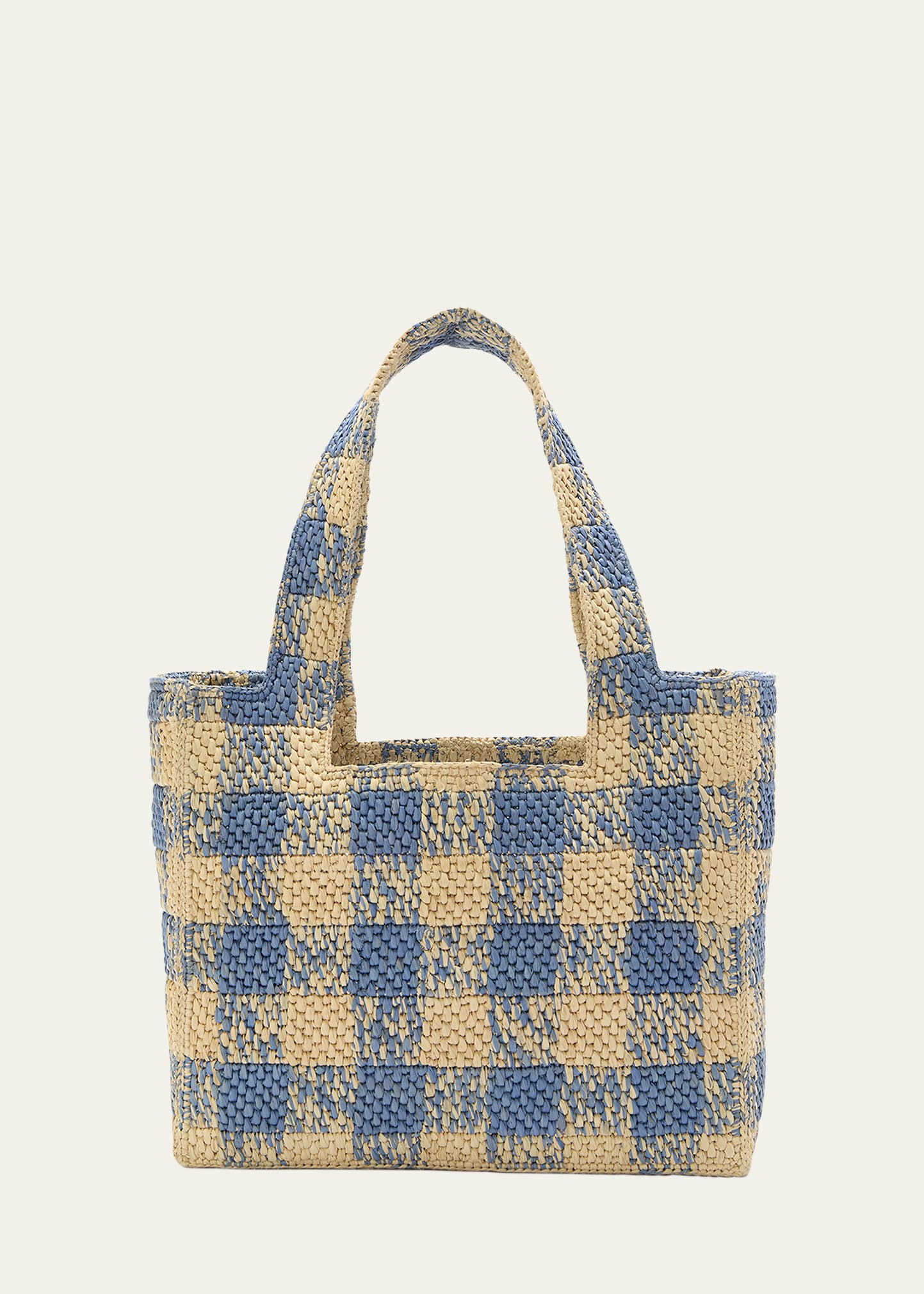 Loewe Medium Logo Tote Bag in Gingham Raffia - Bergdorf Goodman