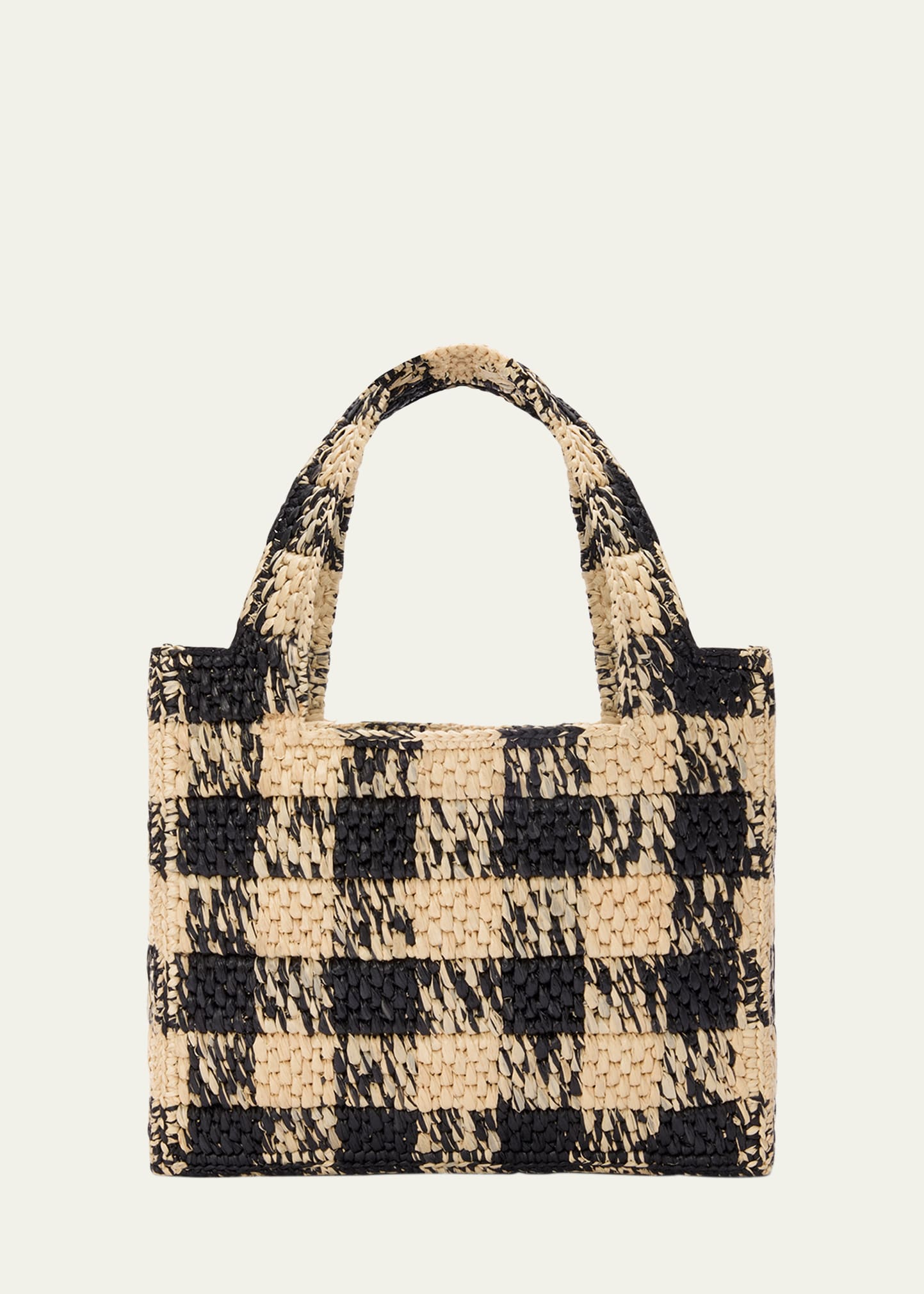Loewe Mini Logo Tote Bag in Gingham Raffia - Bergdorf Goodman