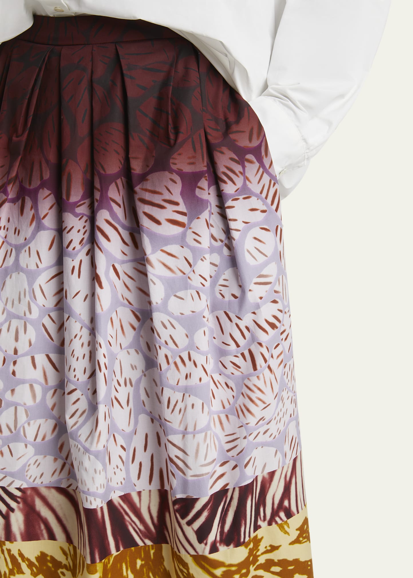 Dries Van Noten Soni Mixed-Print Pleated Skirt - Bergdorf Goodman