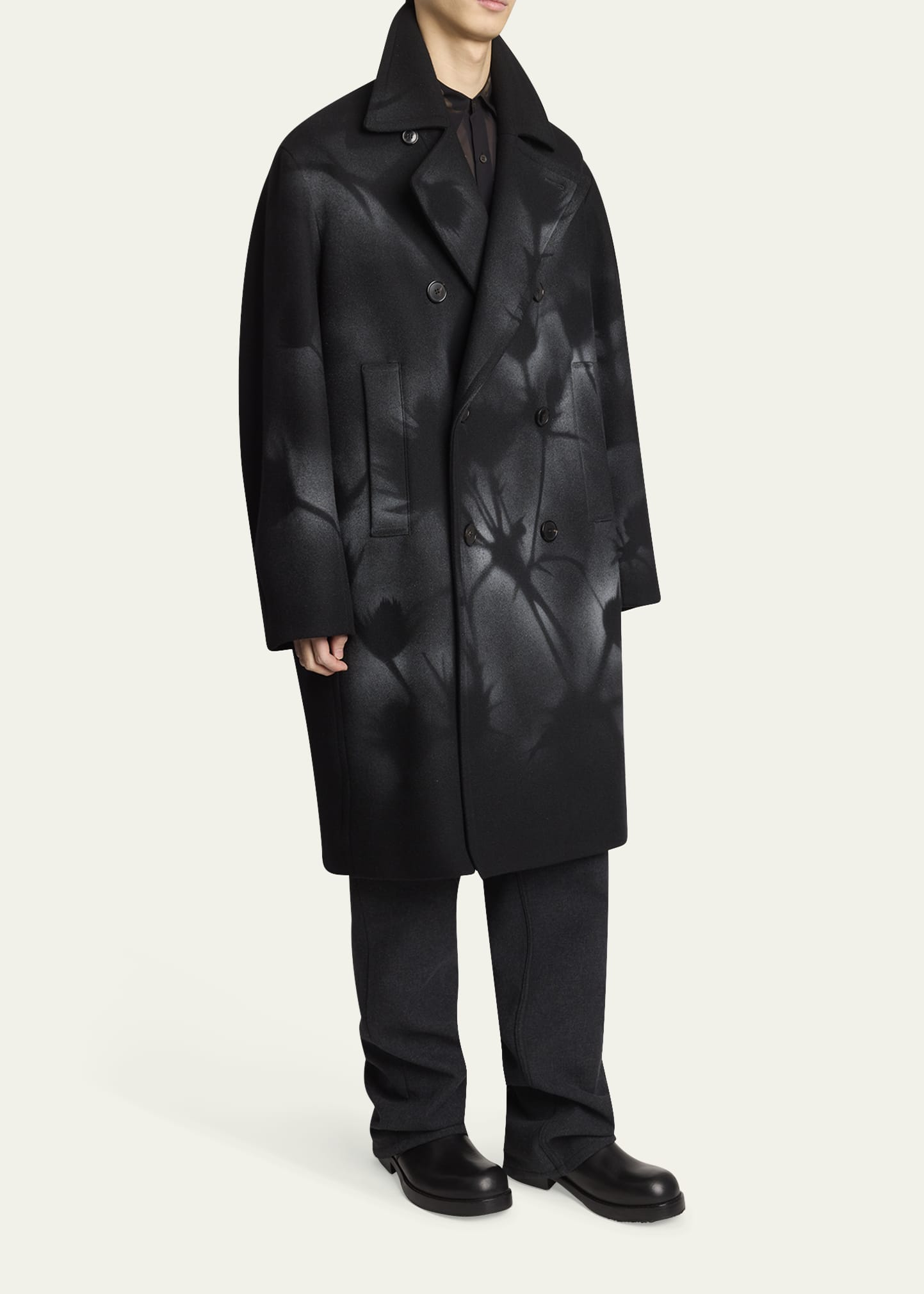 Dries Van Noten Men's Racos Printed Double-Breasted Coat