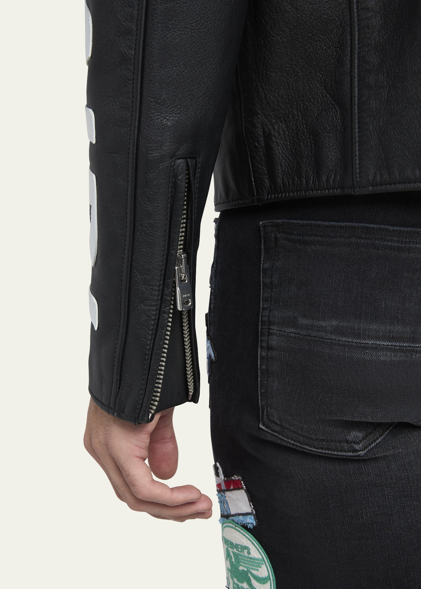 Amiri Men's Leather Patchwork Racer Jacket - Bergdorf Goodman