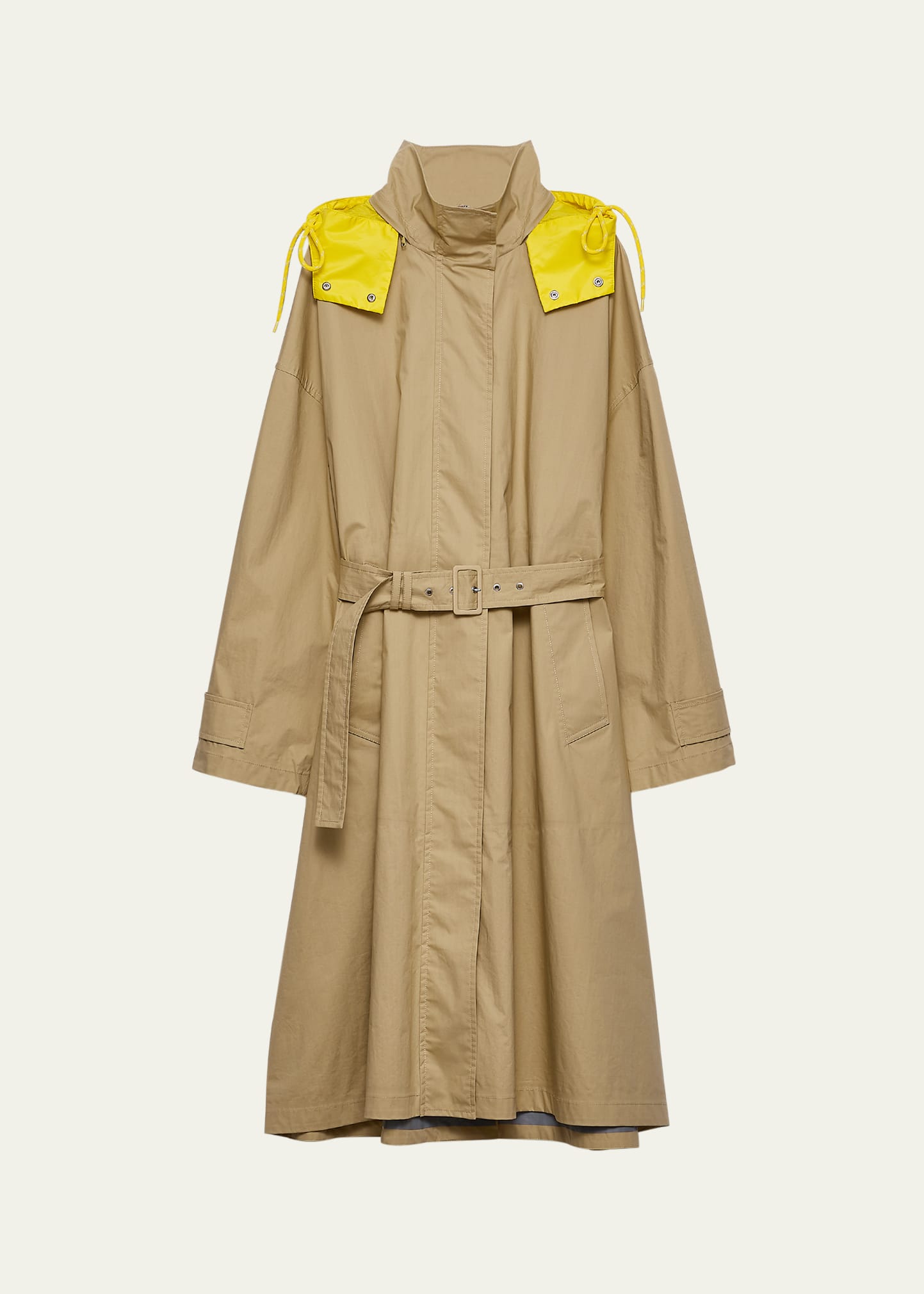 Prada Hooded Technical Poplin Raincoat - Bergdorf Goodman