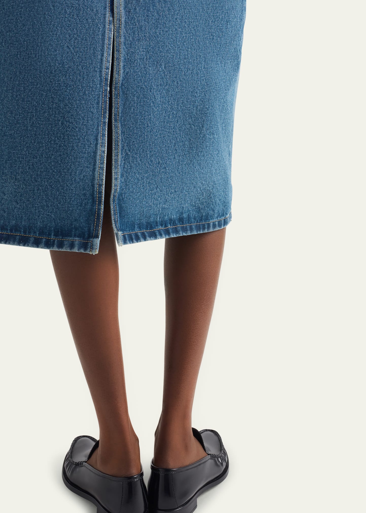 Prada Faded Denim Midi Skirt - Bergdorf Goodman