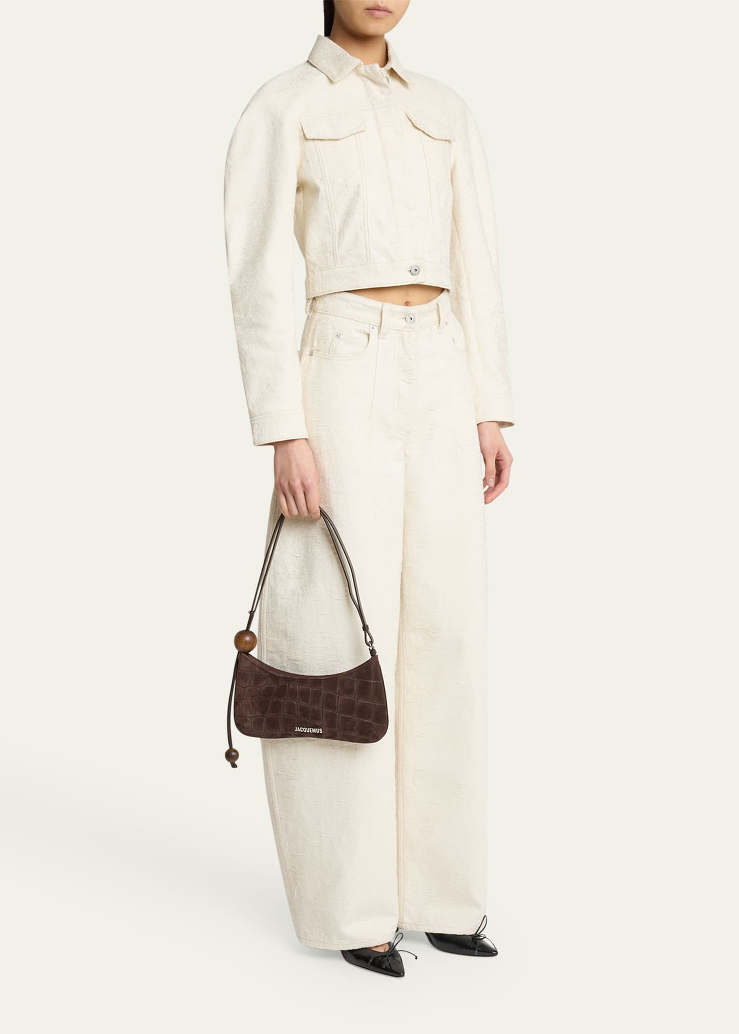 Jacquemus Le Bisou Croc-Embossed Suede Shoulder Bag - Bergdorf Goodman