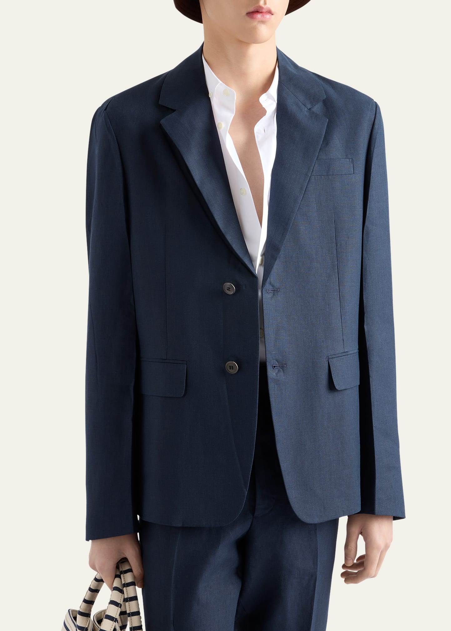 【送料&関税込】Prada Midnight Blue Cotton Blazer Prada Midnight Blue Cotton Blazer Prada