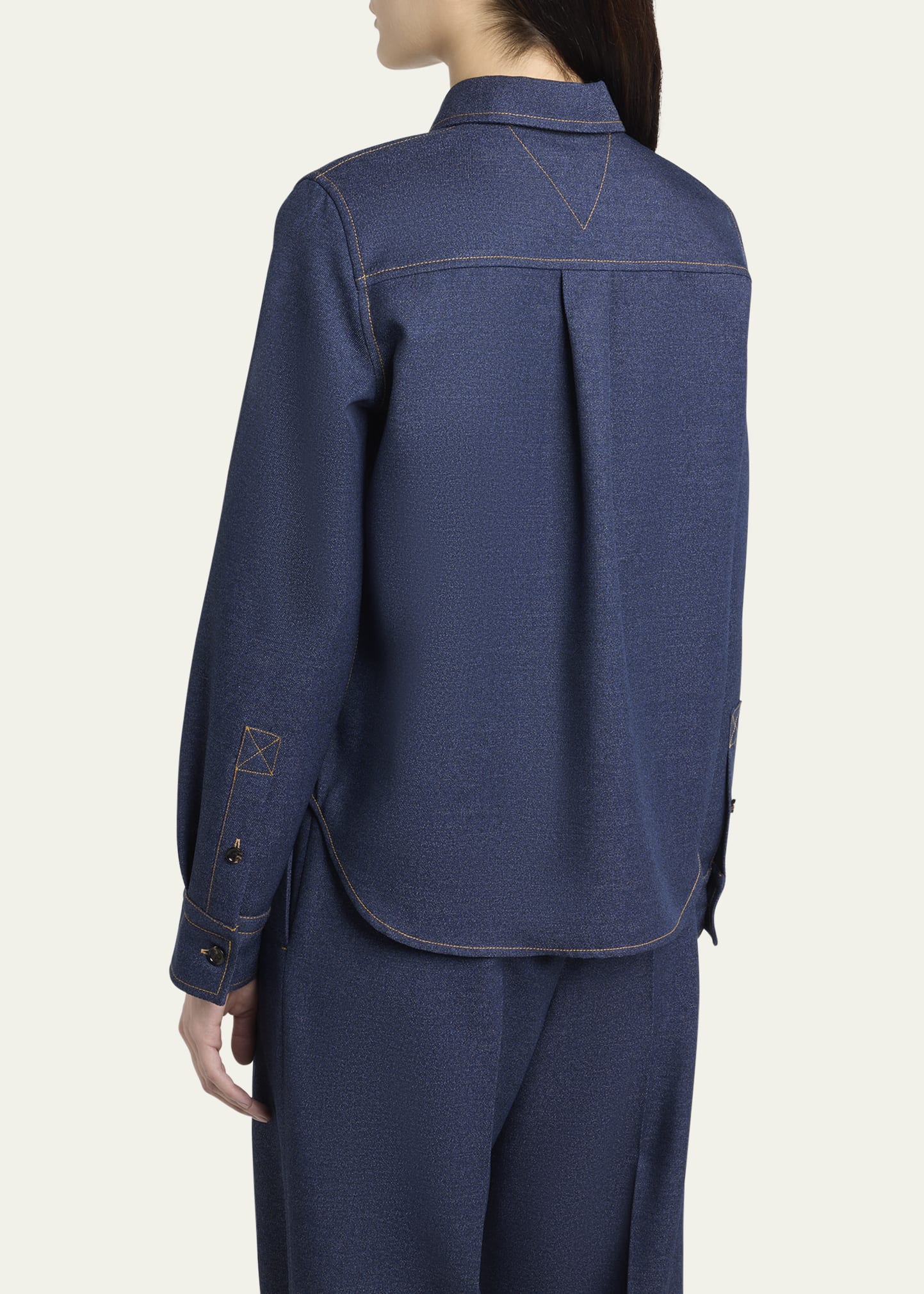 Bottega Veneta Melange Wool Cotton Drill Button-Down Shirt