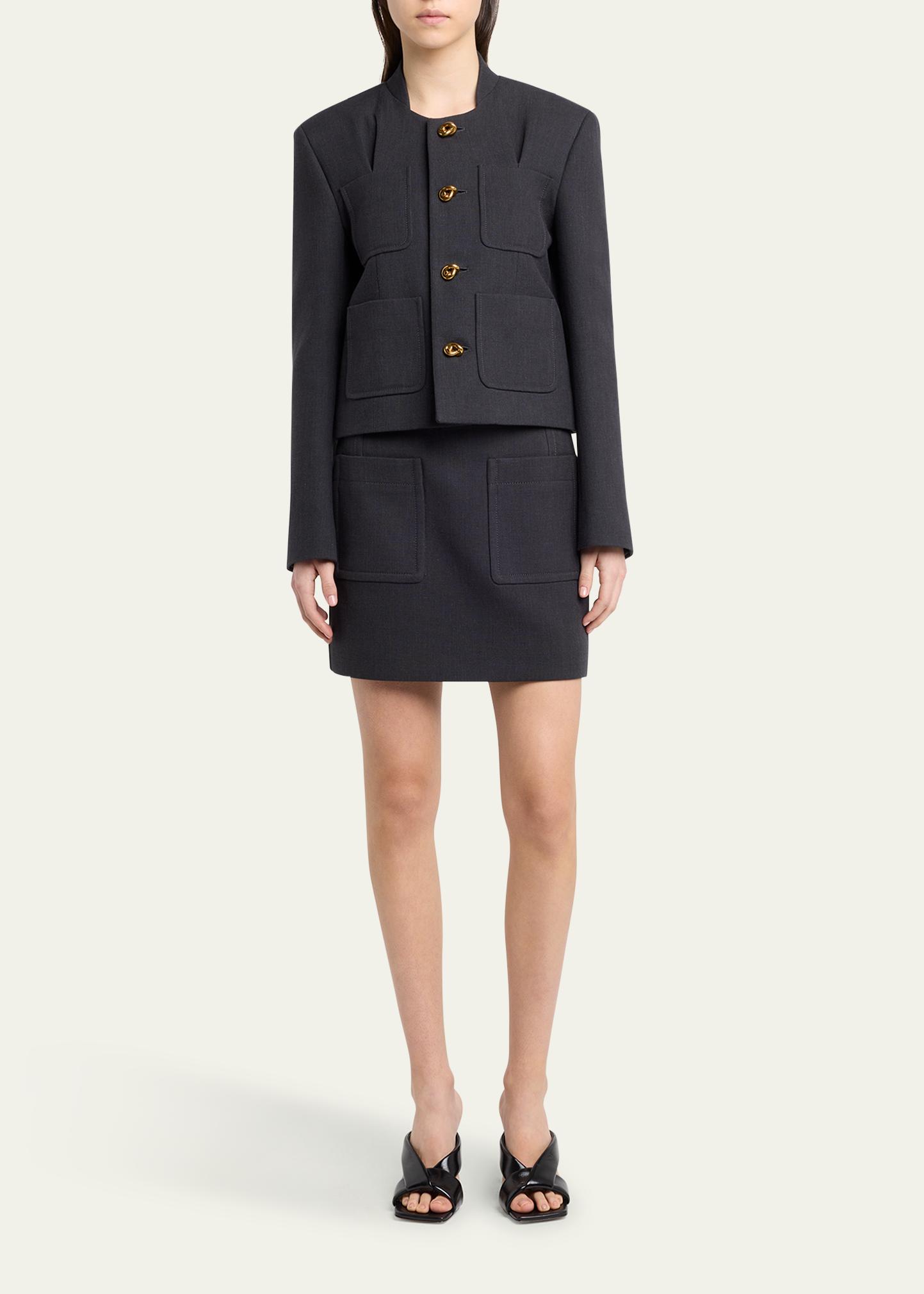 Bottega Veneta Pocket Light Structured Cotton Mini Skirt 