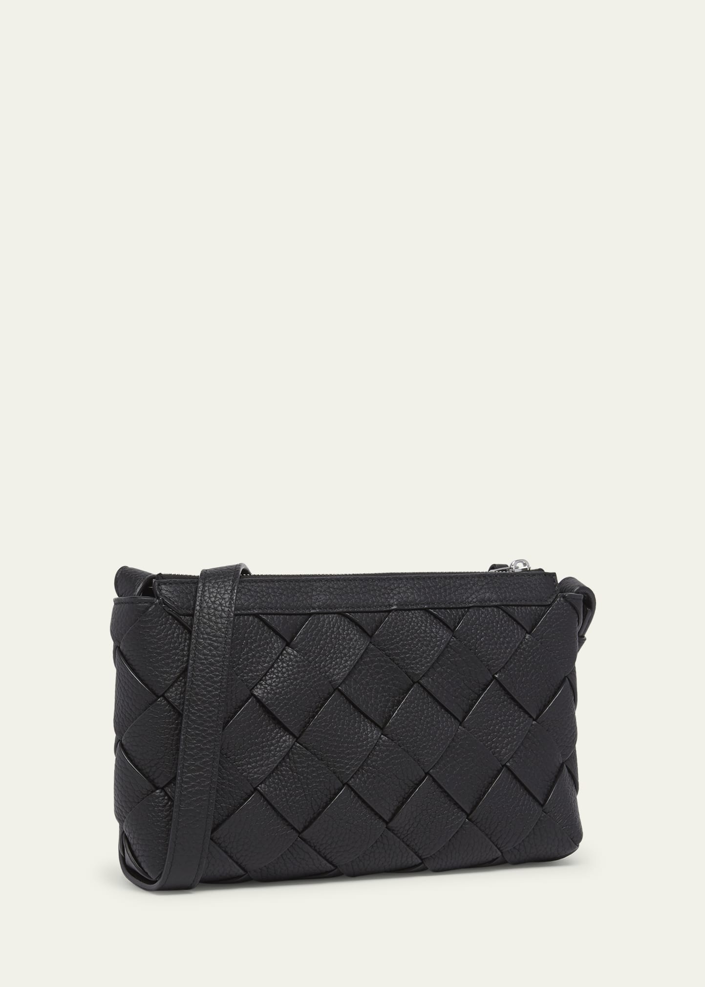 Bottega Veneta Men's Diago Zip Intreccio Taurillon Messenger