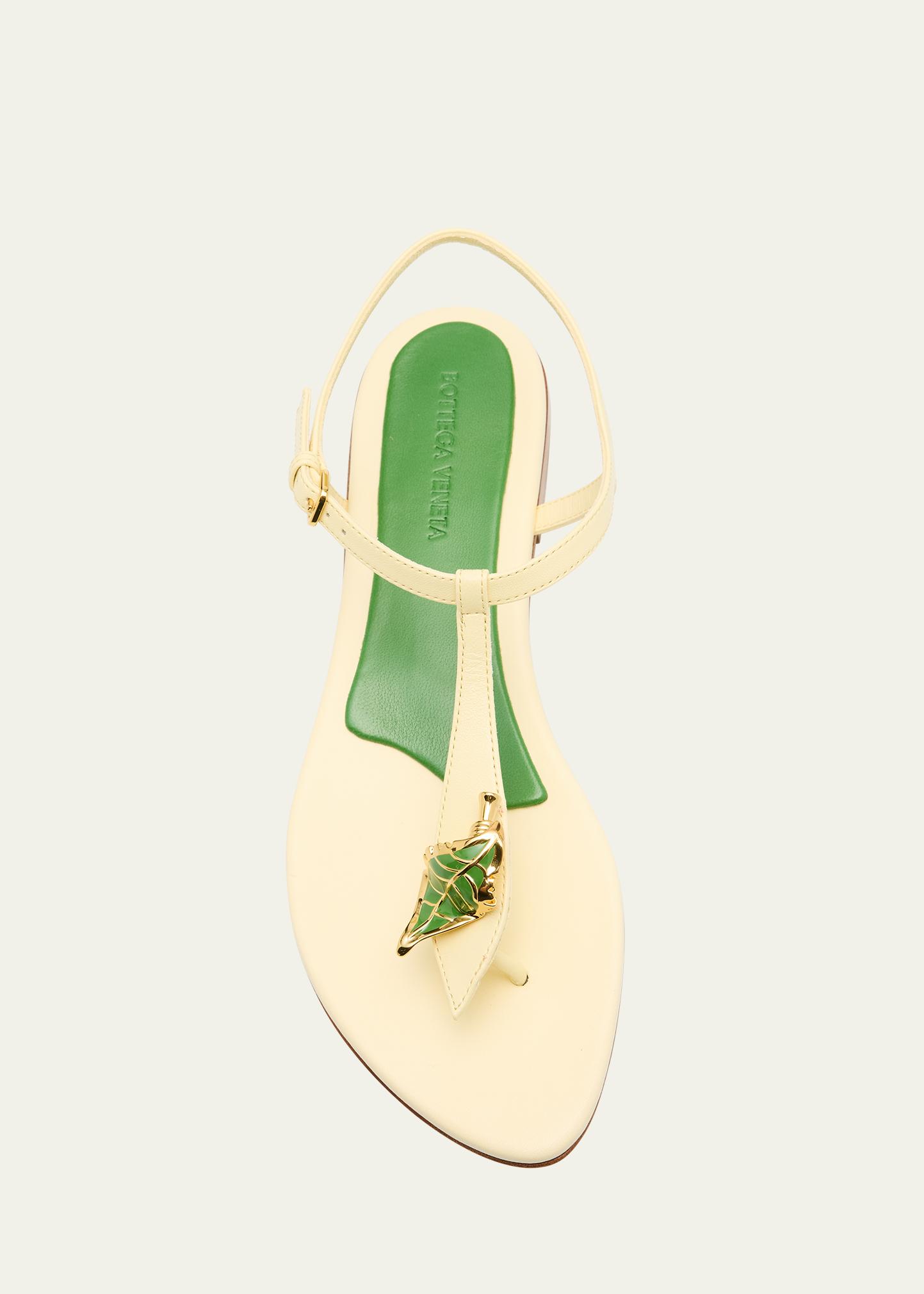 Bottega Veneta Rana Leaf Strap Leather Thong Sandals - Bergdorf